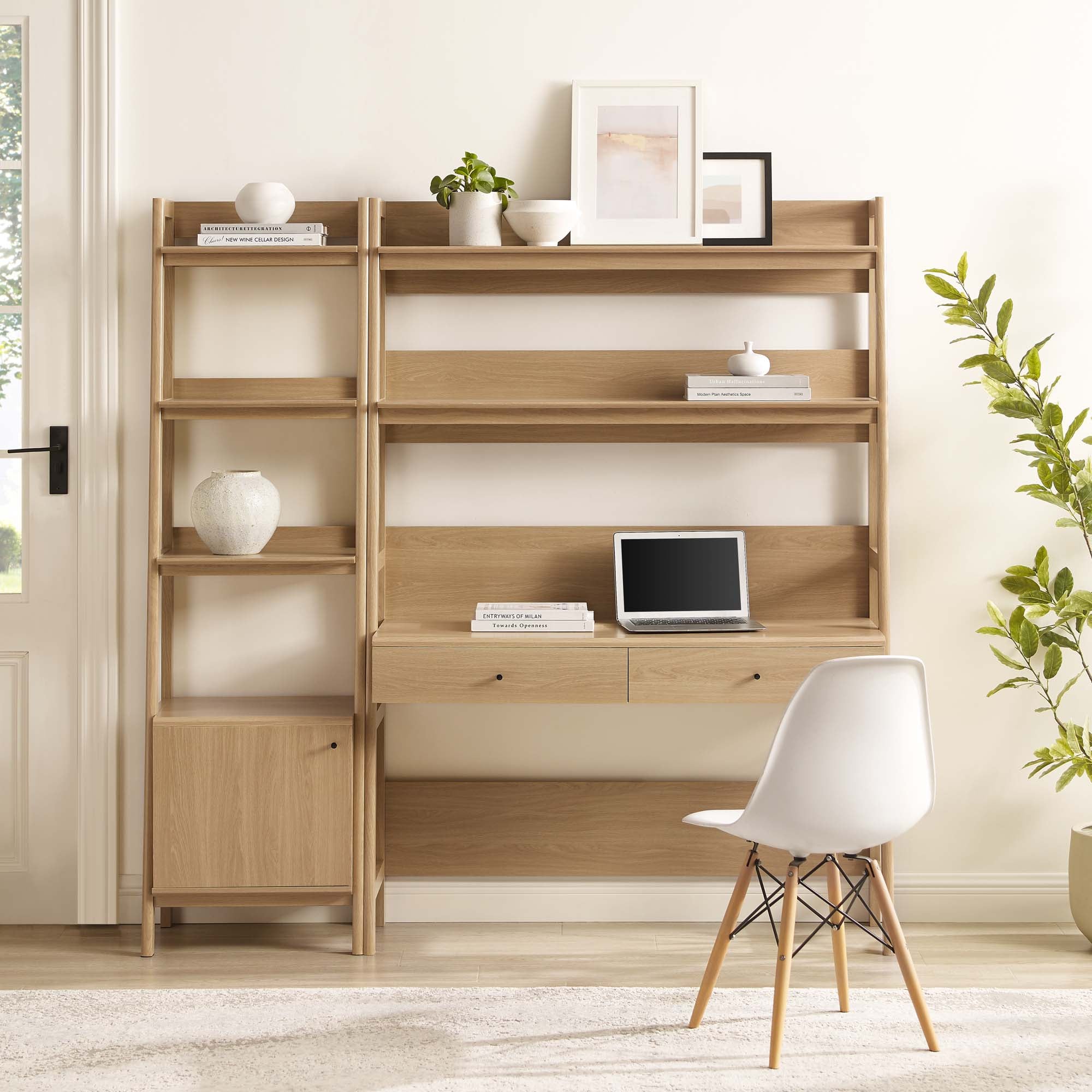 Bixby 2-Piece Wood Office Desk and Bookshelf