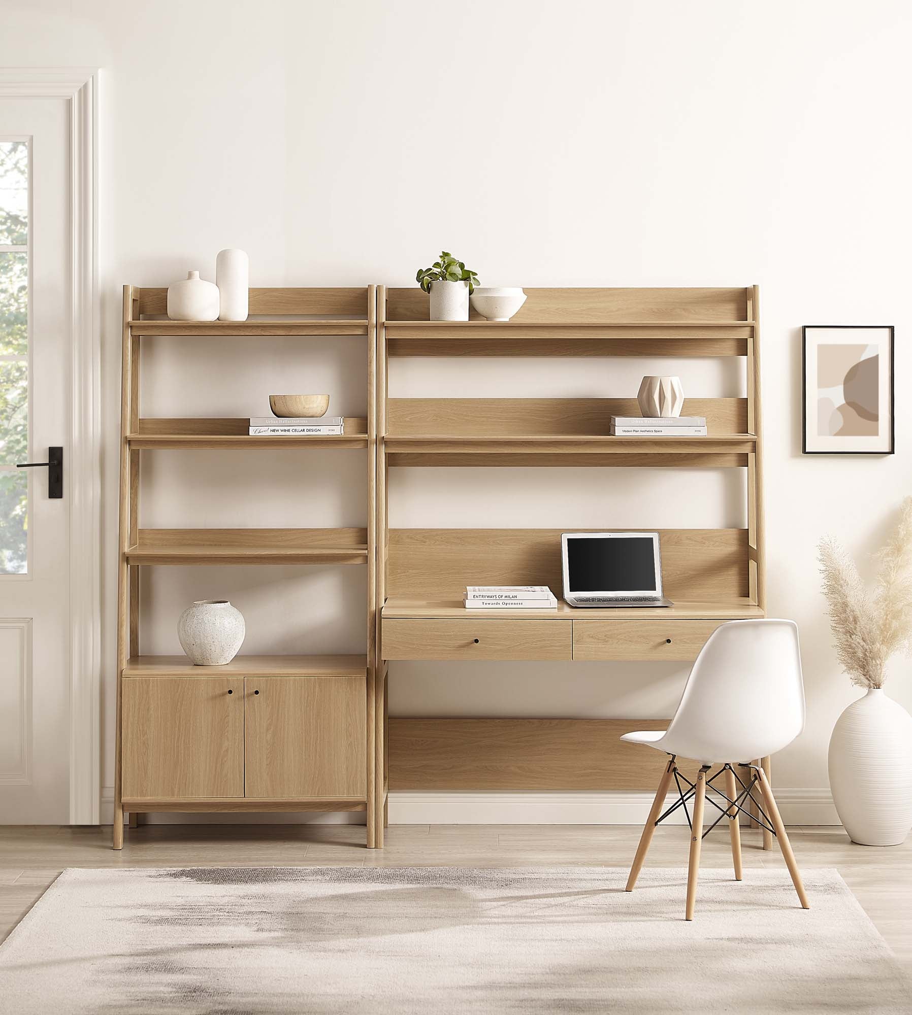 Bixby 2-Piece Wood Office Desk and Bookshelf