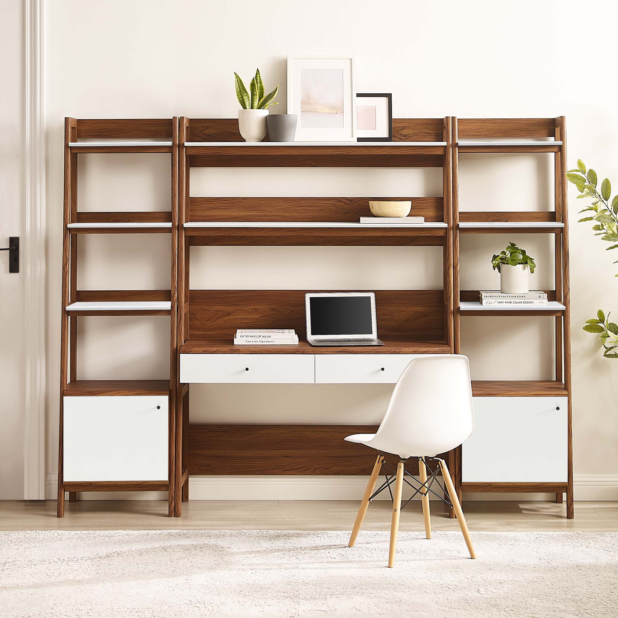 Bixby 3-Piece Wood Office Desk and Bookshelf