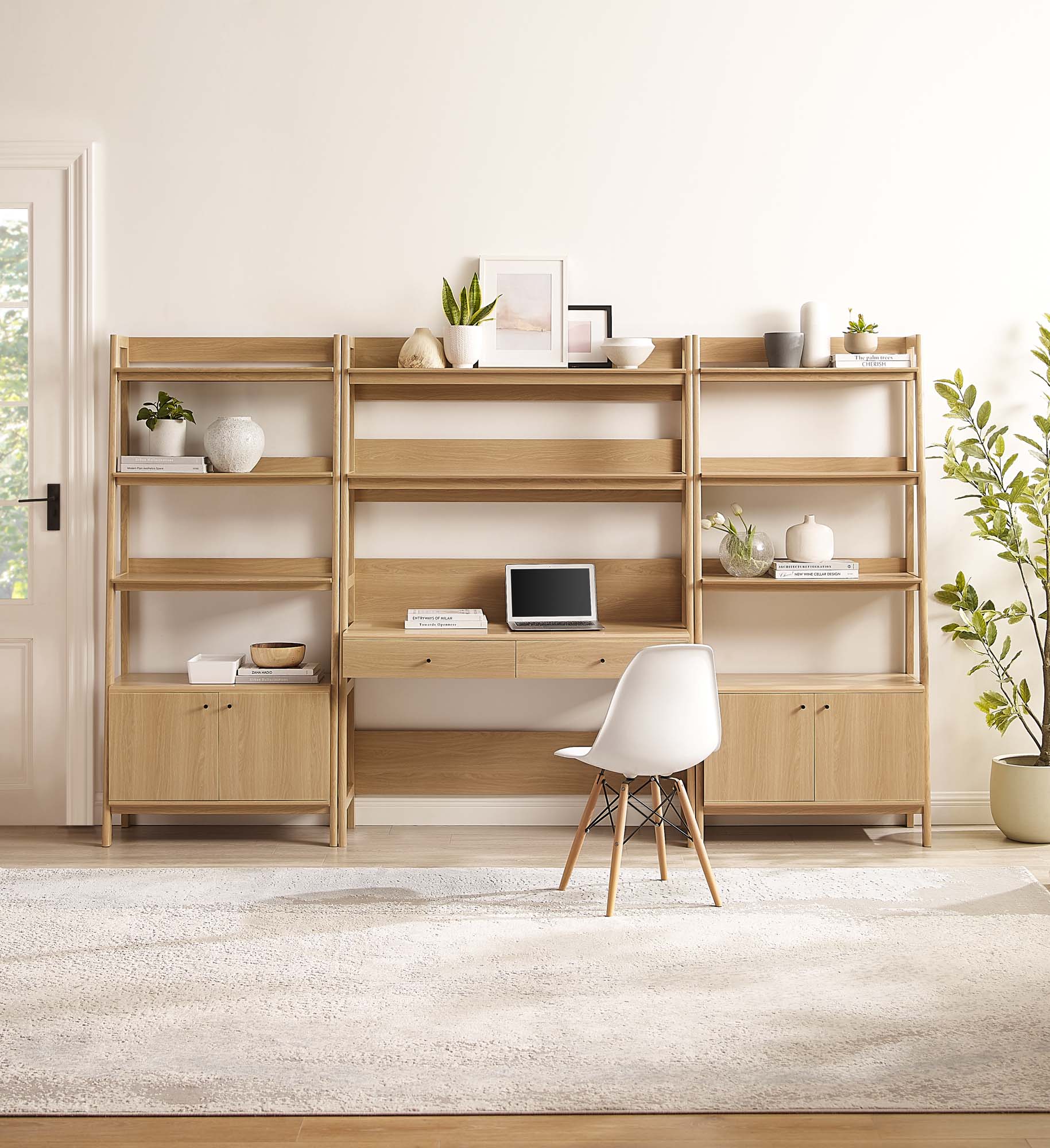 Bixby 3-Piece Wood Office Desk and Bookshelf