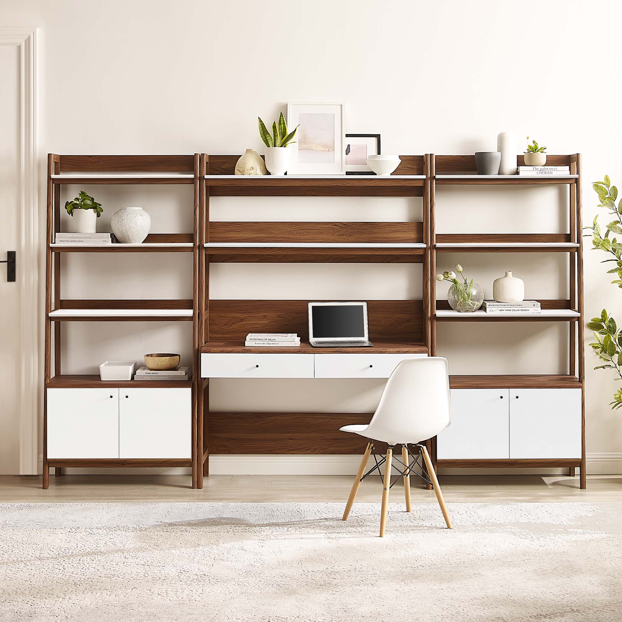 Bixby 3-Piece Wood Office Desk and Bookshelf