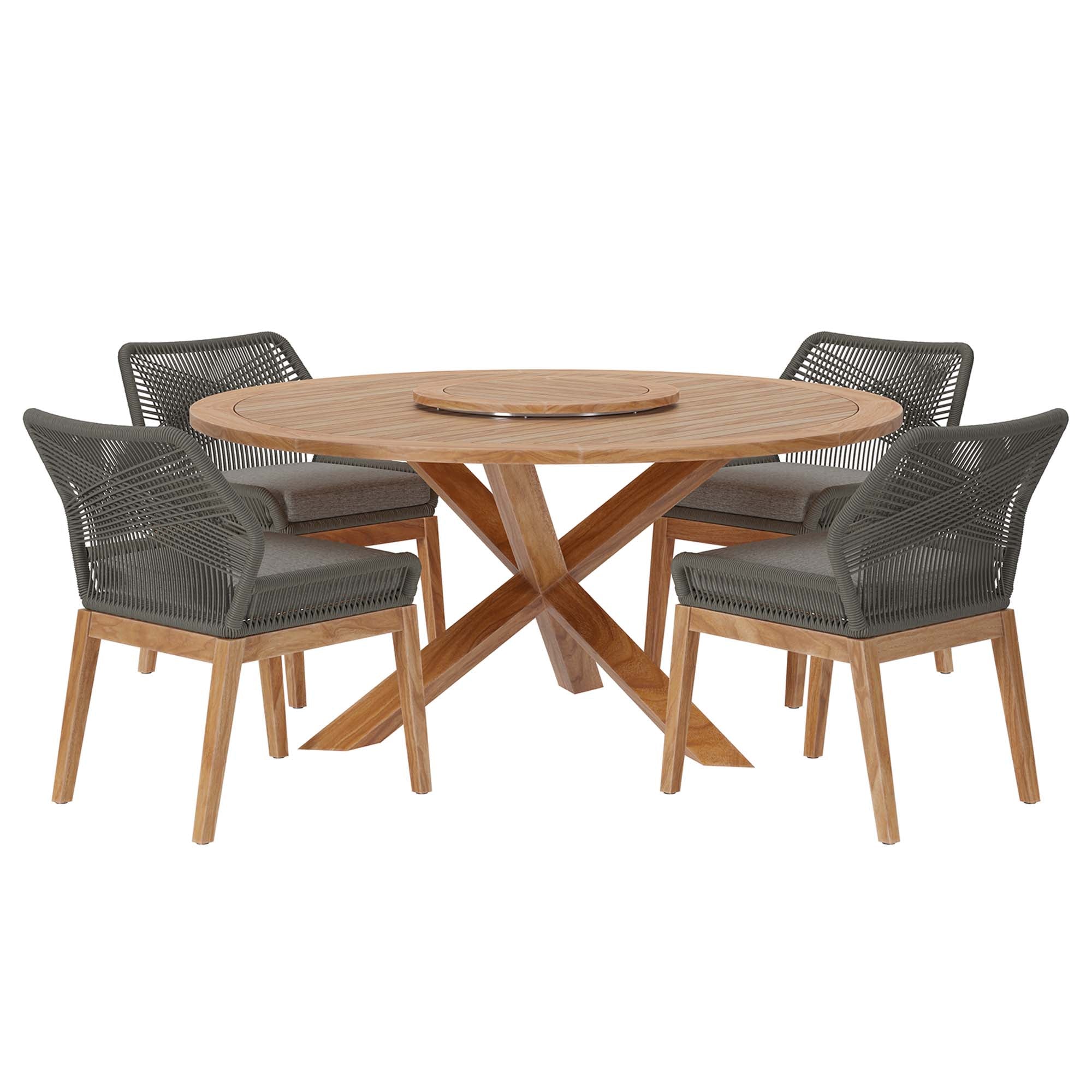 Wellspring 5-Piece Outdoor Patio Teak Wood Dining Set