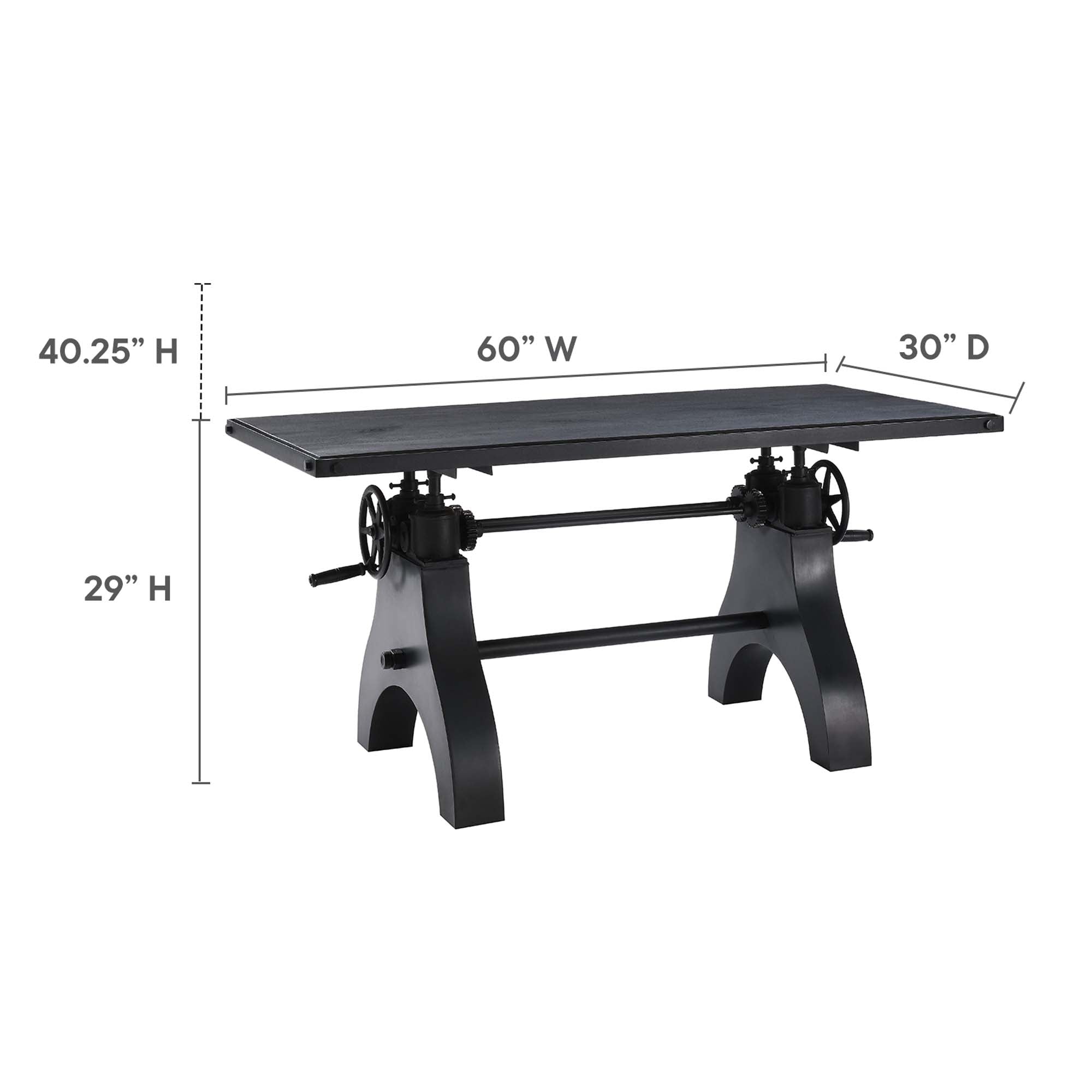 Genuine 60" Crank Adjustable Height Dining Table and Computer Desk