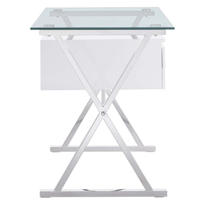 Sector 56" Glass Top Glass Office Desk