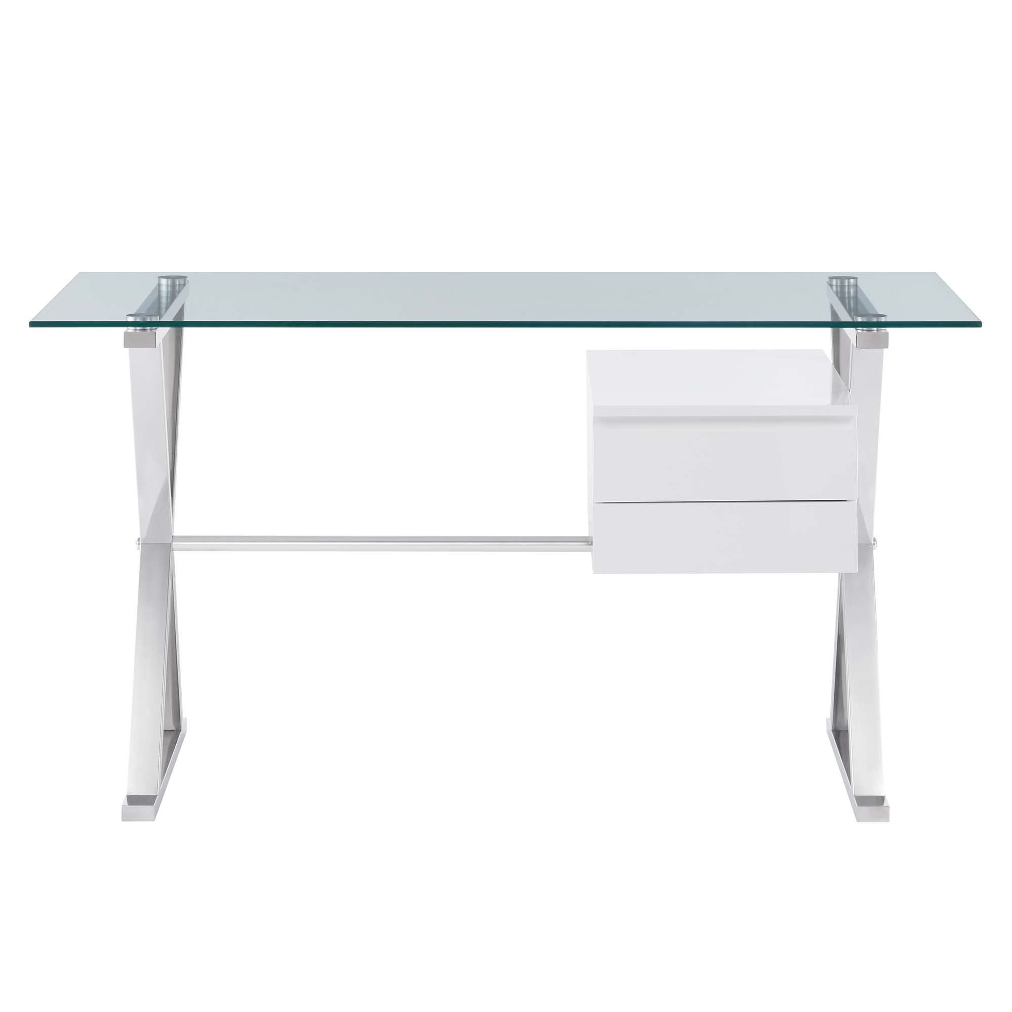 Sector 56" Glass Top Glass Office Desk