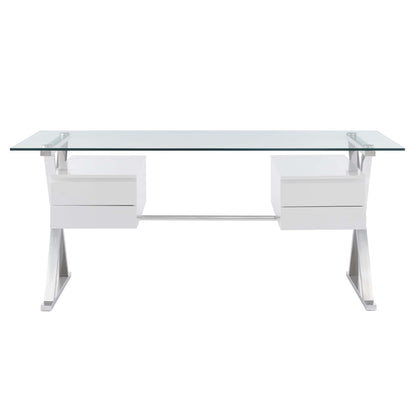 Sector 71" Glass Top Glass Office Desk