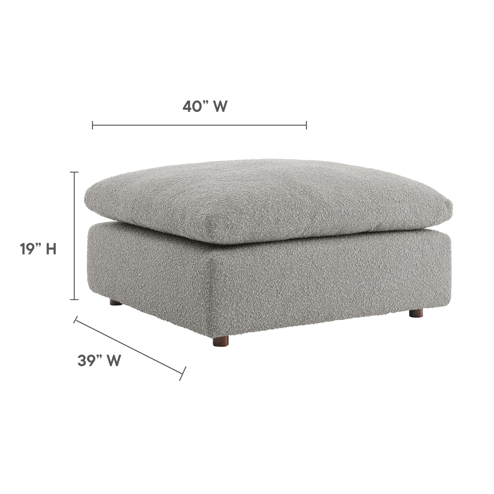 Commix Down Filled Overstuffed Boucle Fabric Ottoman