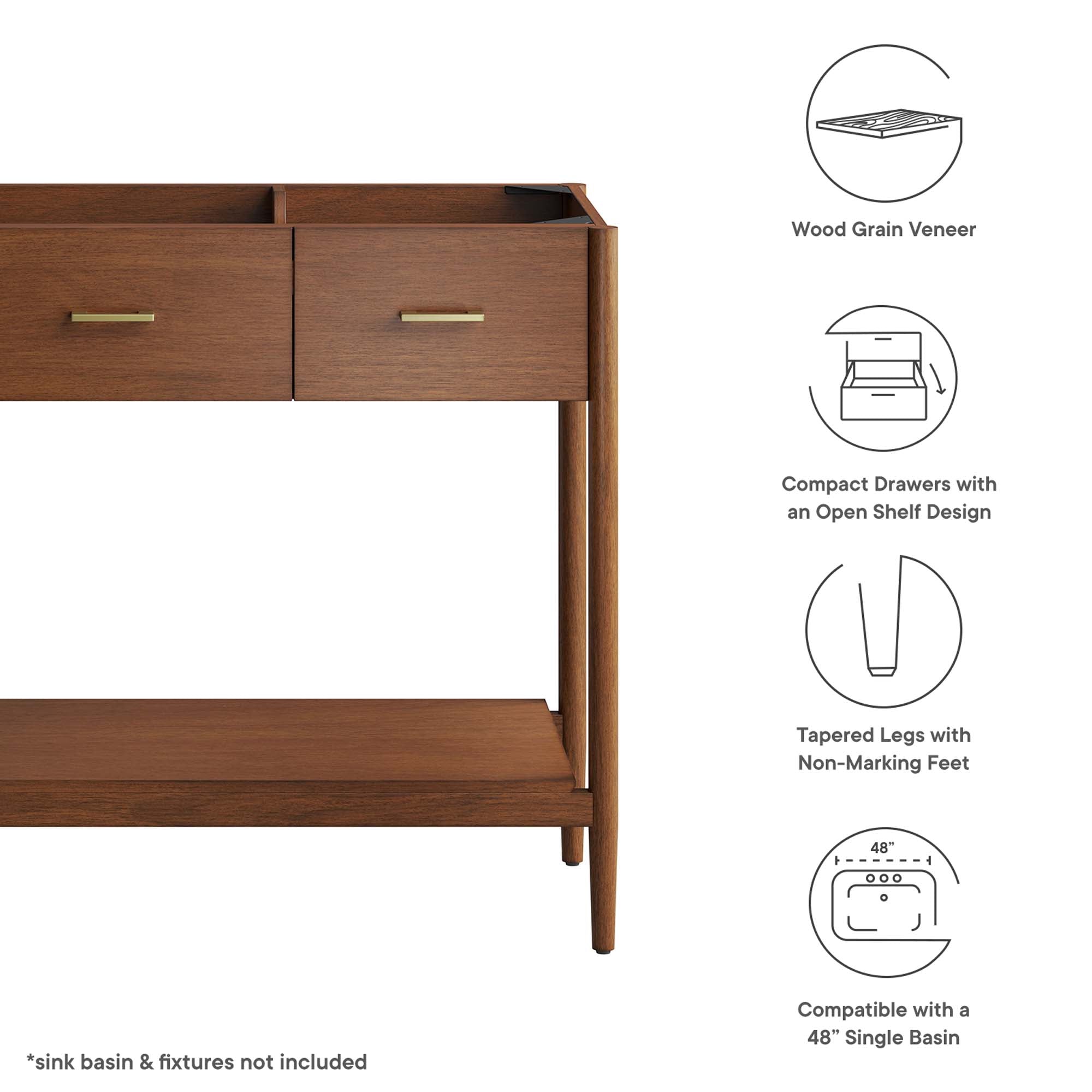 Zaire 48” Single Sink Compatible Bathroom Vanity Cabinet (Sink Basin Not Included)