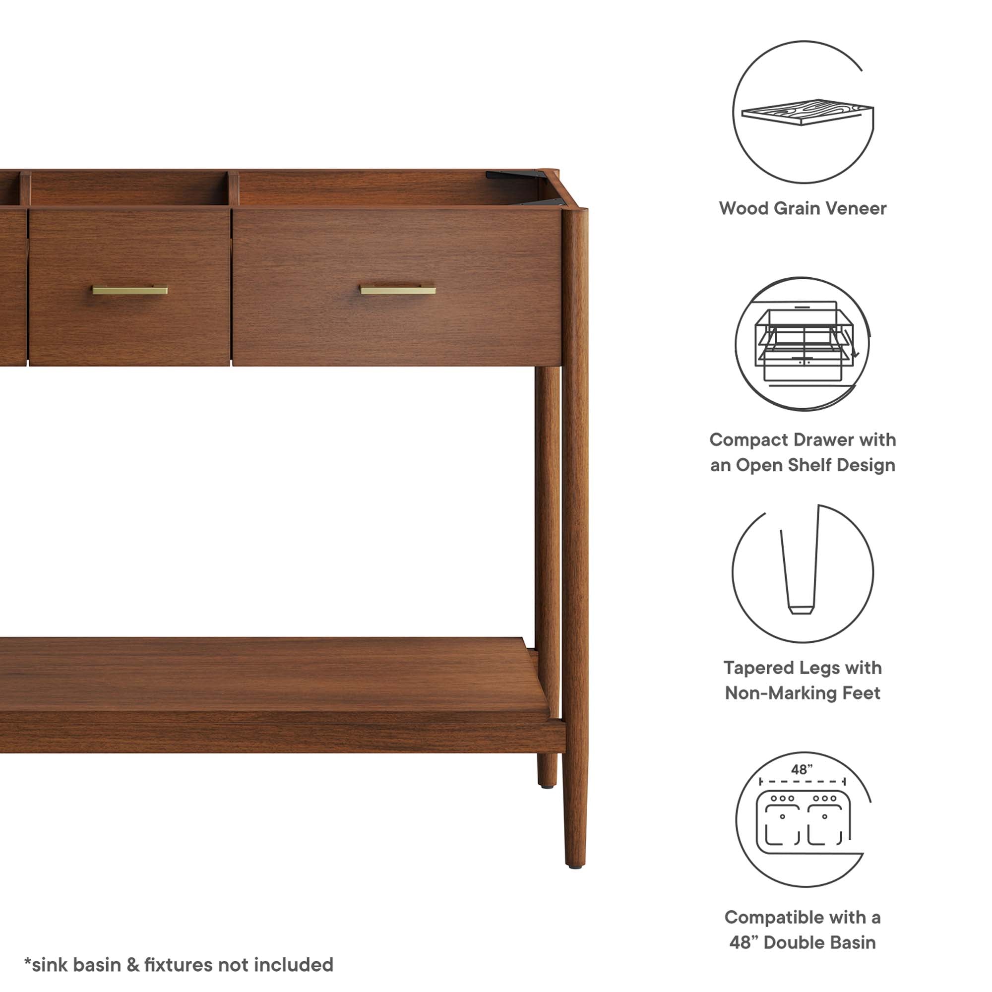 Zaire 48” Double Sink Compatible Bathroom Vanity Cabinet (Sink Basin Not Included)