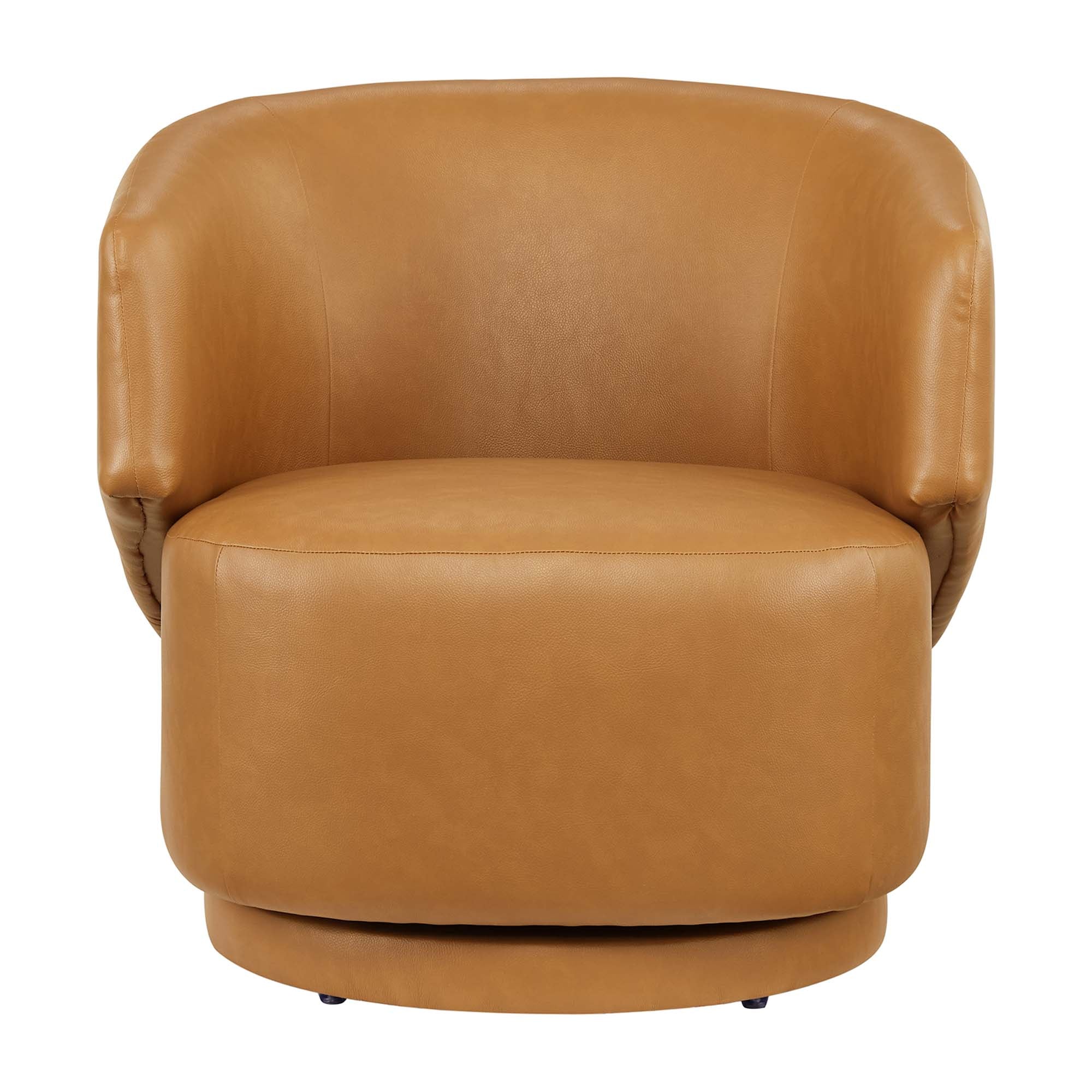 Celestia Vegan Leather Fabric and Wood Swivel Chair