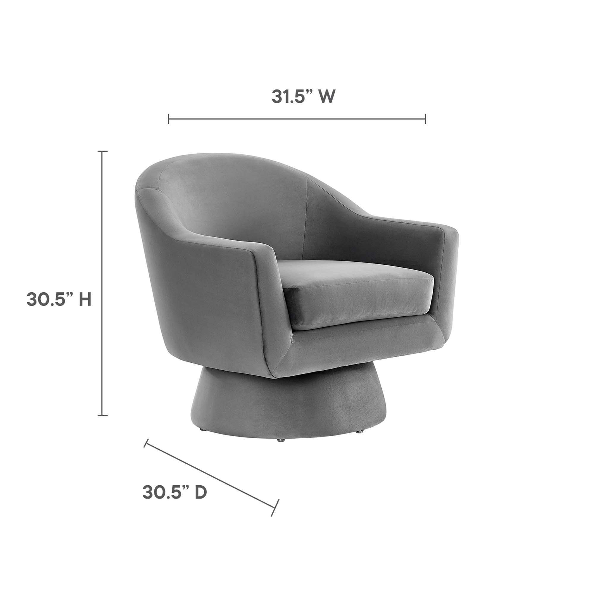 Astral Performance Velvet Fabric and Wood Swivel Chair