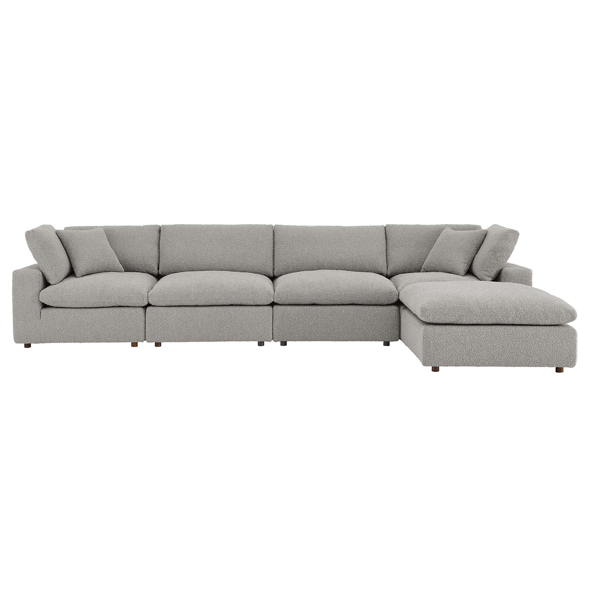 Commix Down Filled Overstuffed Boucle Fabric 5-Piece Sectional Sofa