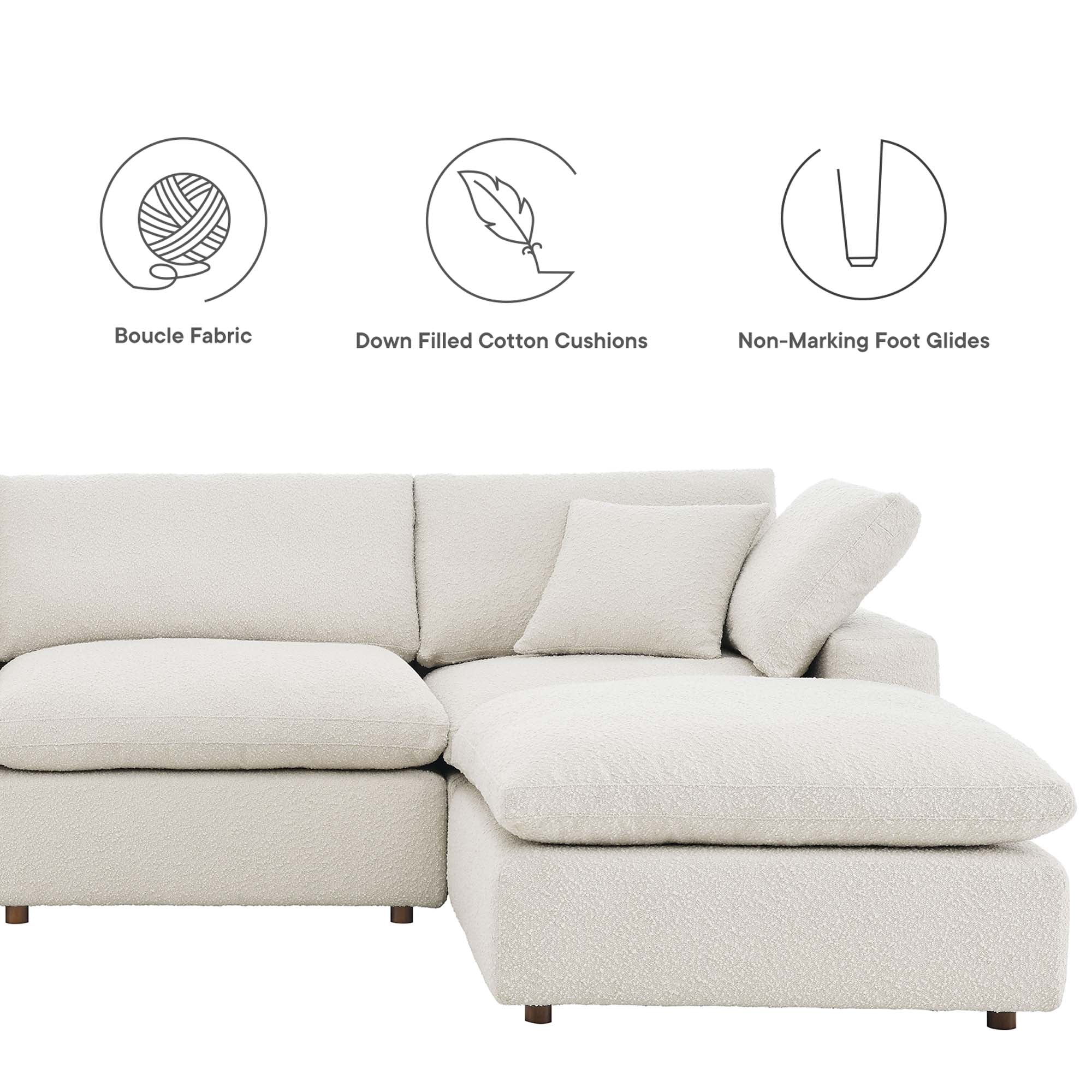 Commix Down Filled Overstuffed Boucle 6-Piece Sectional Sofa