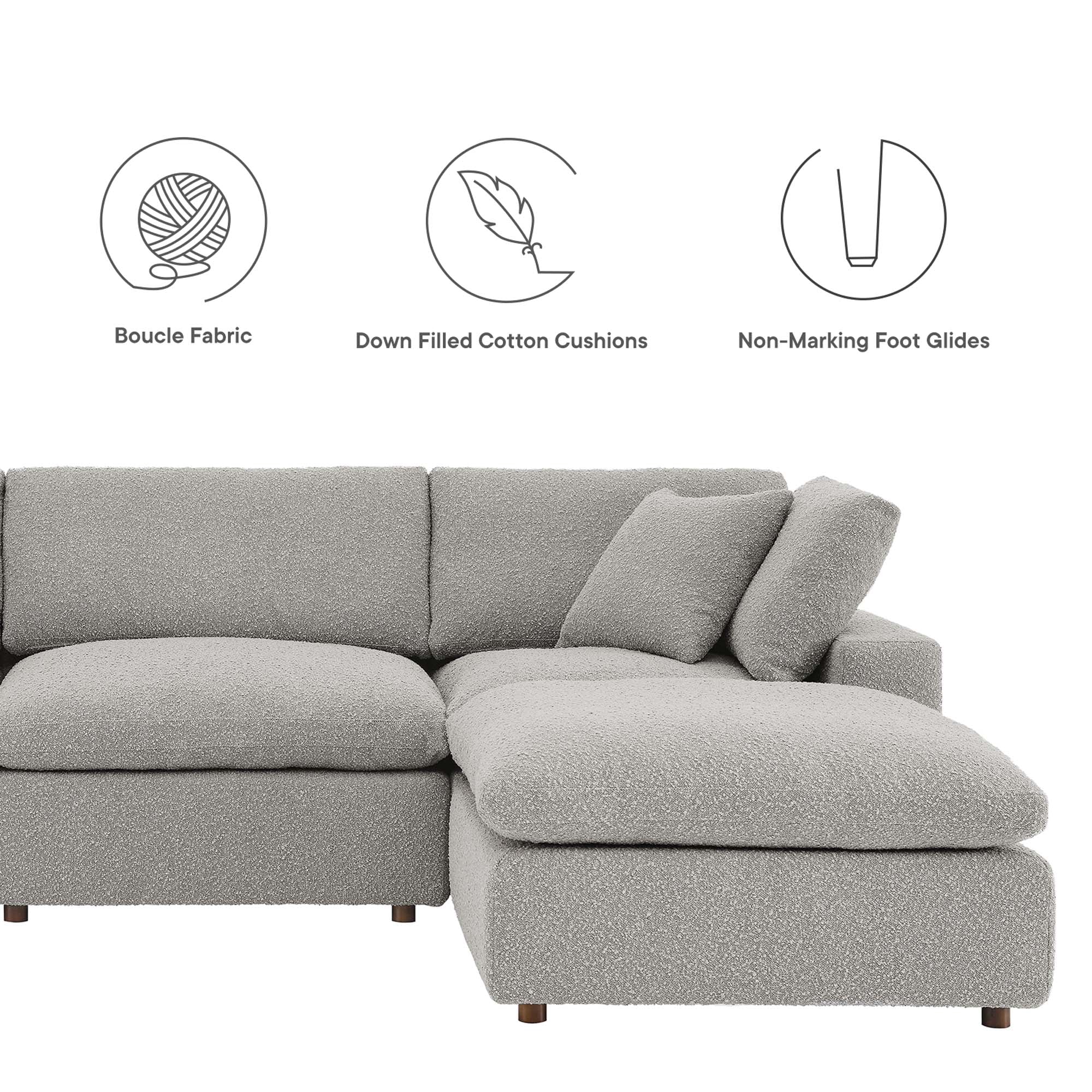 Commix Down Filled Overstuffed Boucle 6-Piece Sectional Sofa