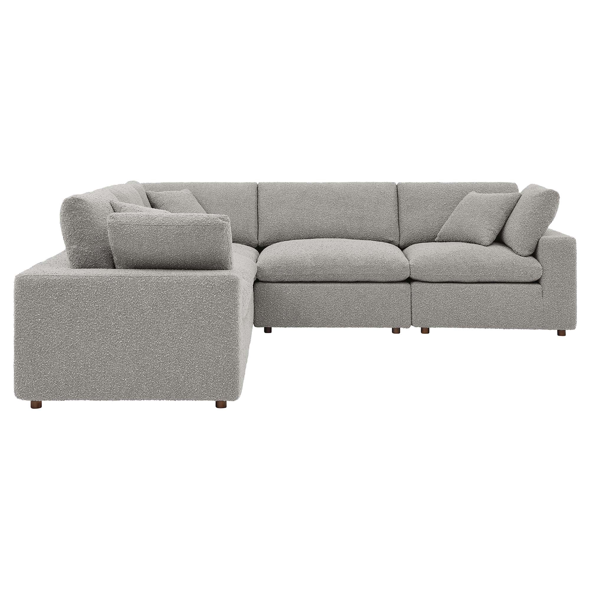 Commix Down Filled Overstuffed Boucle 5-Piece Sectional Sofa