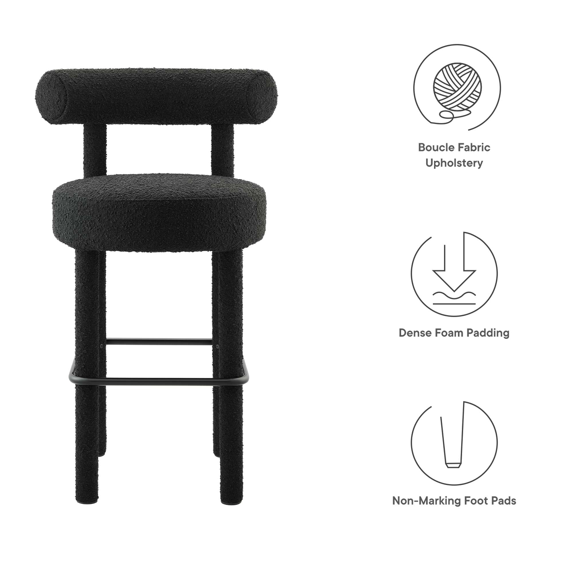 Toulouse Boucle Fabric Bar Stool