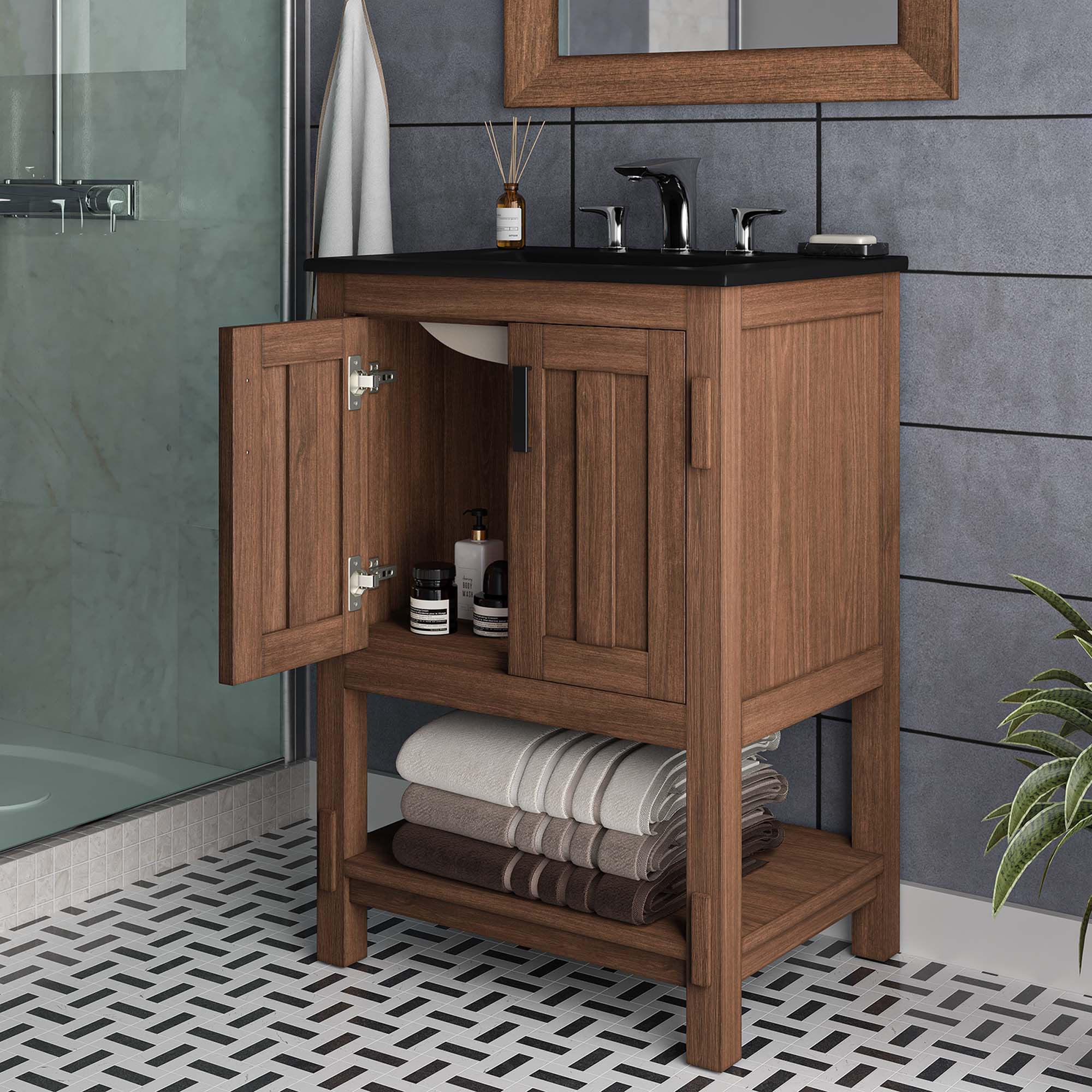 Ashlyn 24” Wood Bathroom Vanity Cabinet (Sink Basin Not Included)