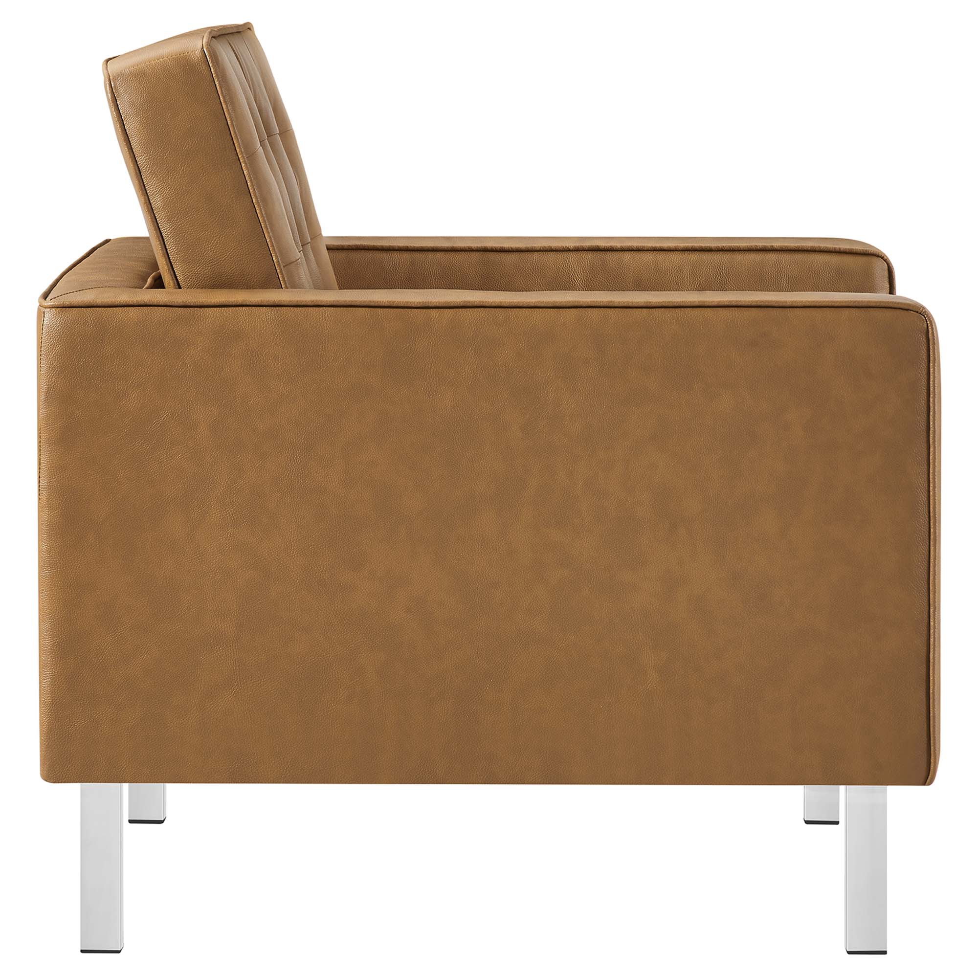 Loft Tufted Vegan Leather Armchair and Ottoman Set