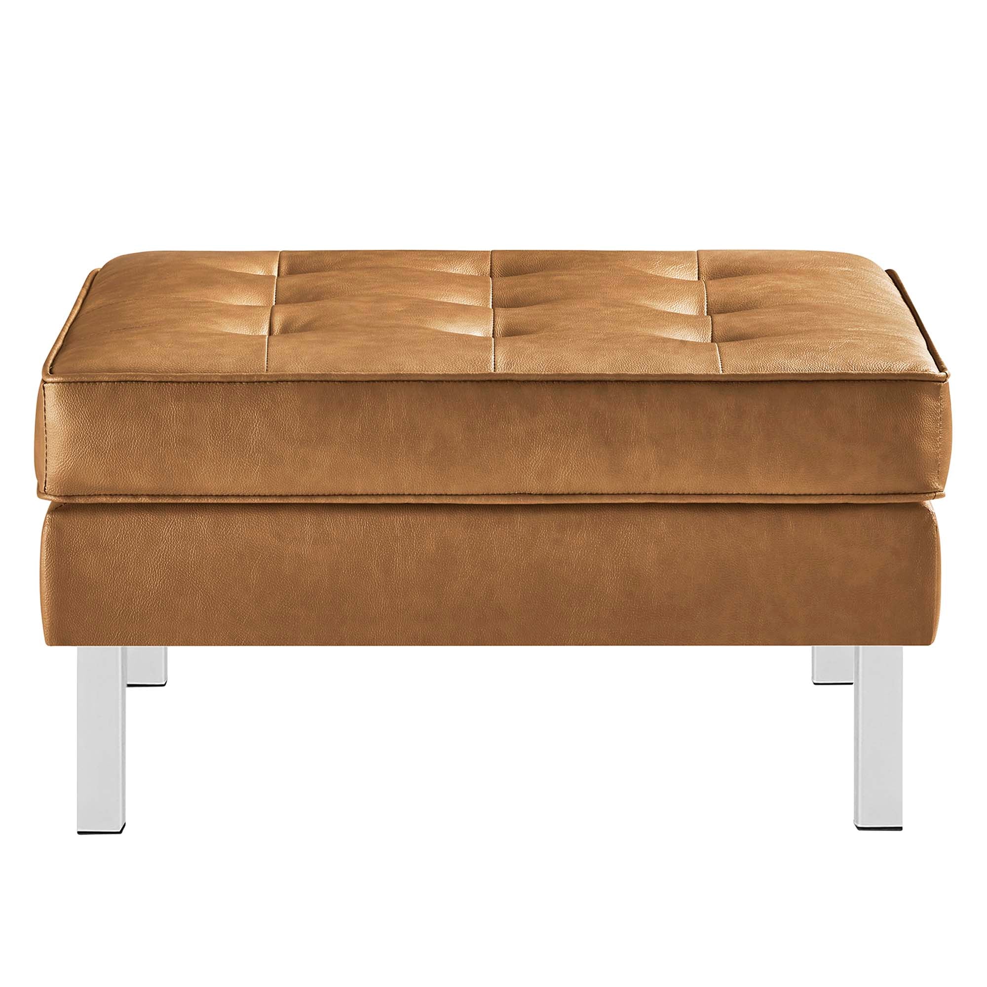 Loft Tufted Vegan Leather Sofa and Ottoman Set