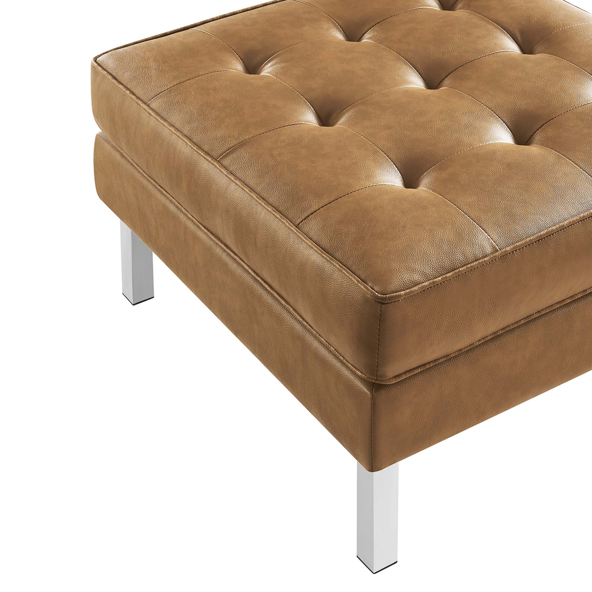 Loft Tufted Vegan Leather Sofa and Ottoman Set