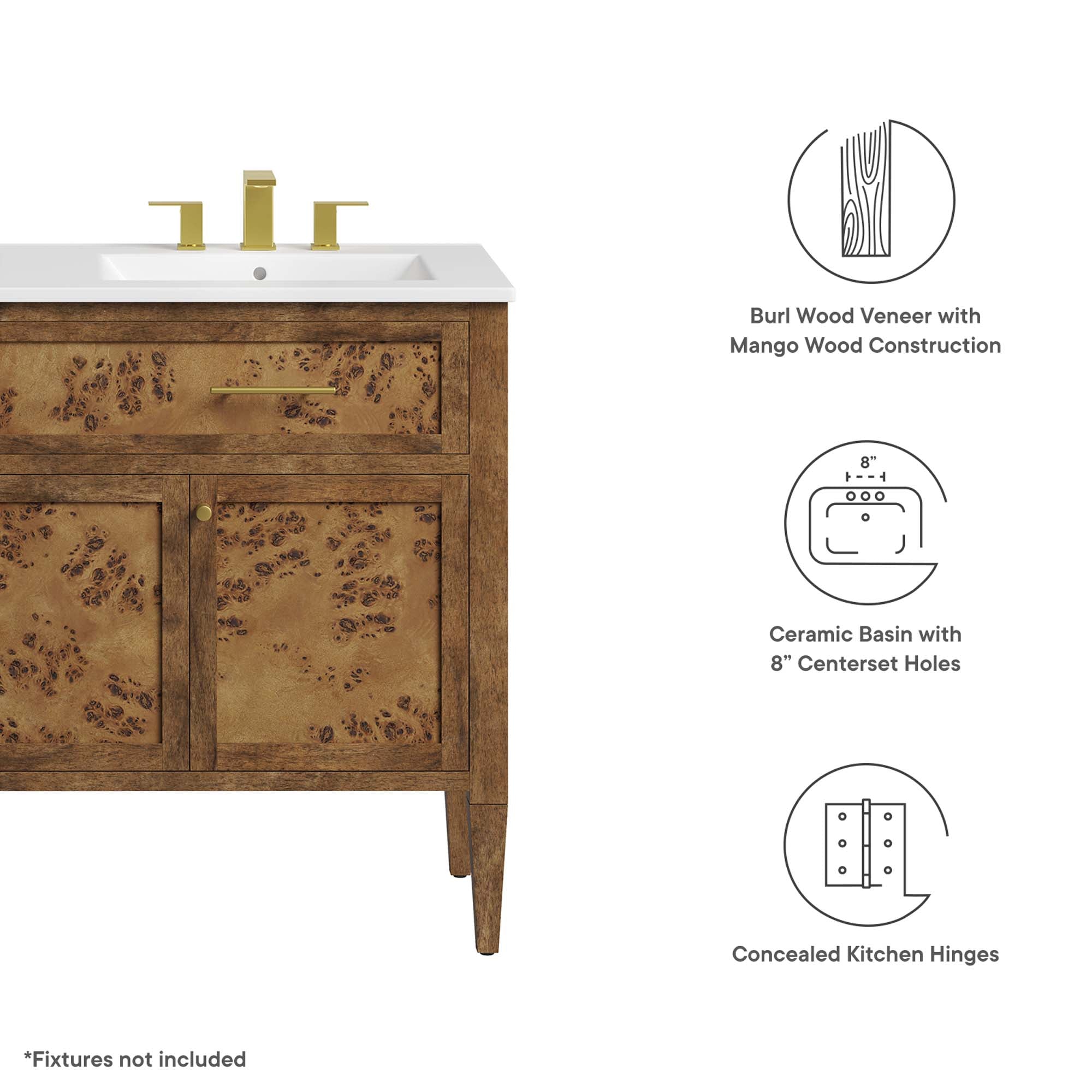 Elysian 48" Wood Double Sink Bathroom Vanity