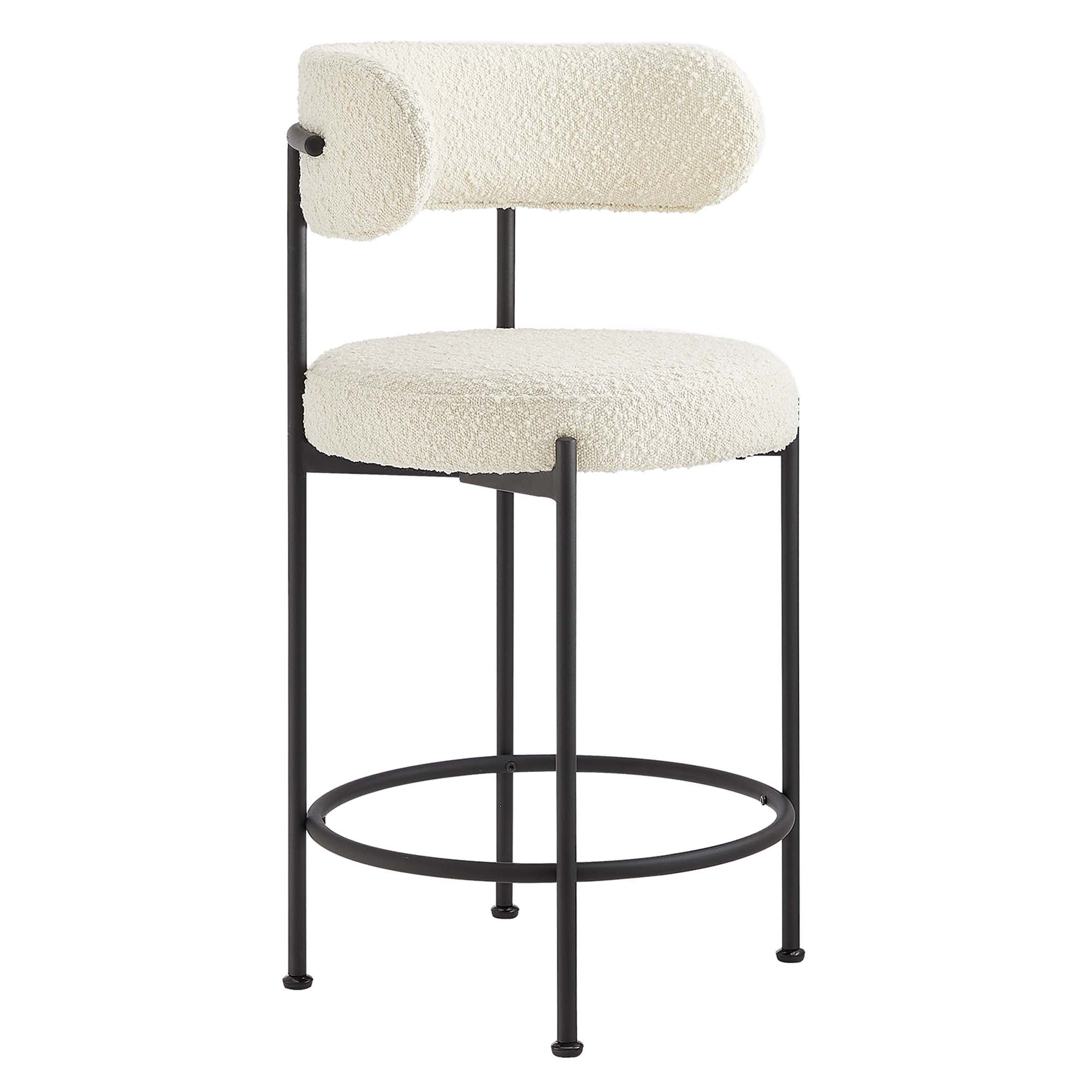 Albie Boucle Fabric Counter Stools - Set of 2