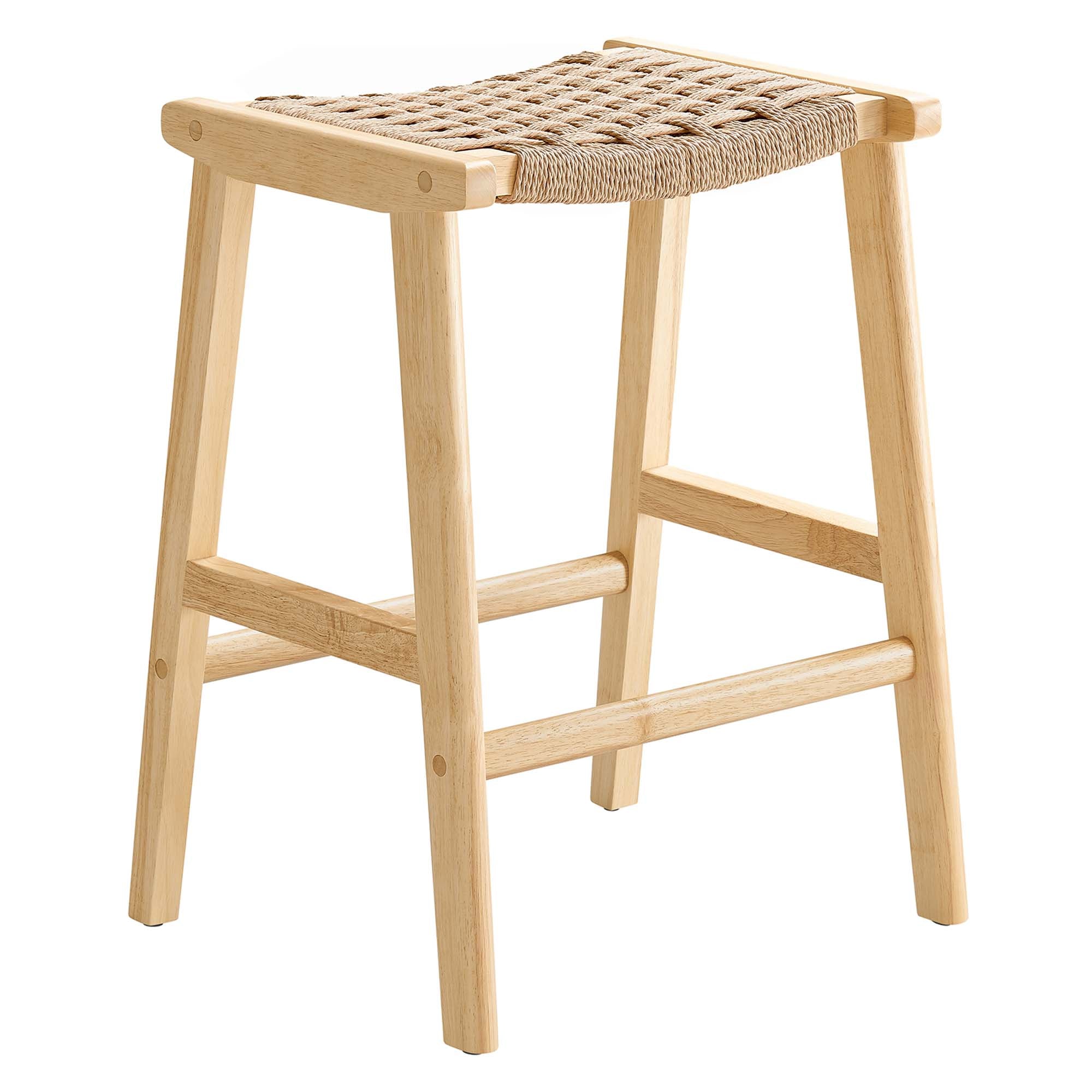 Saoirse Woven Rope Wood Counter Stool - Set of 2