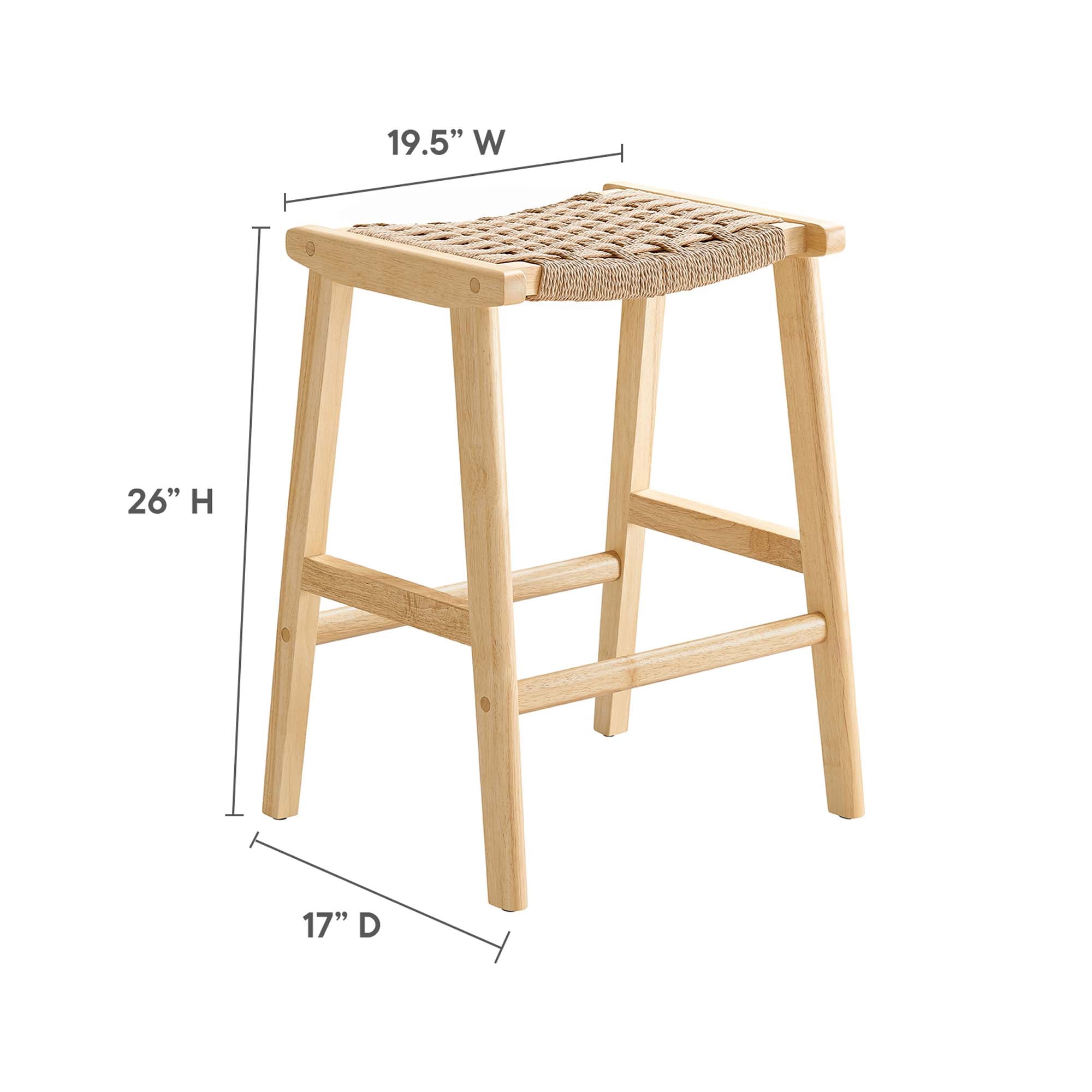 Saoirse Woven Rope Wood Counter Stool - Set of 2