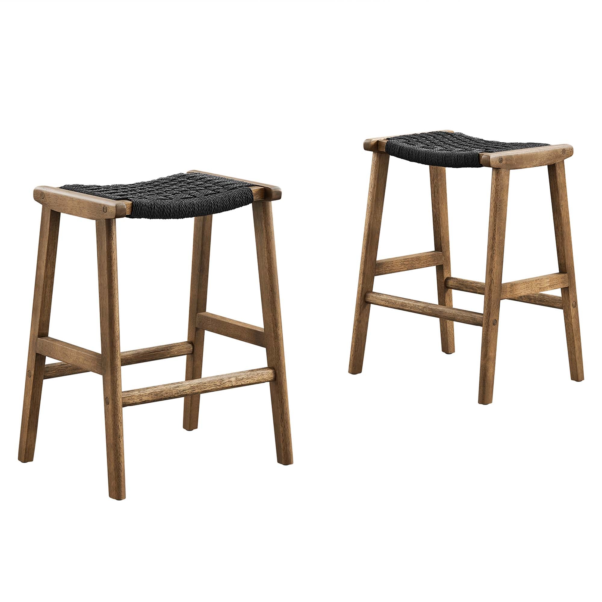 Saoirse Woven Rope Wood Counter Stool - Set of 2