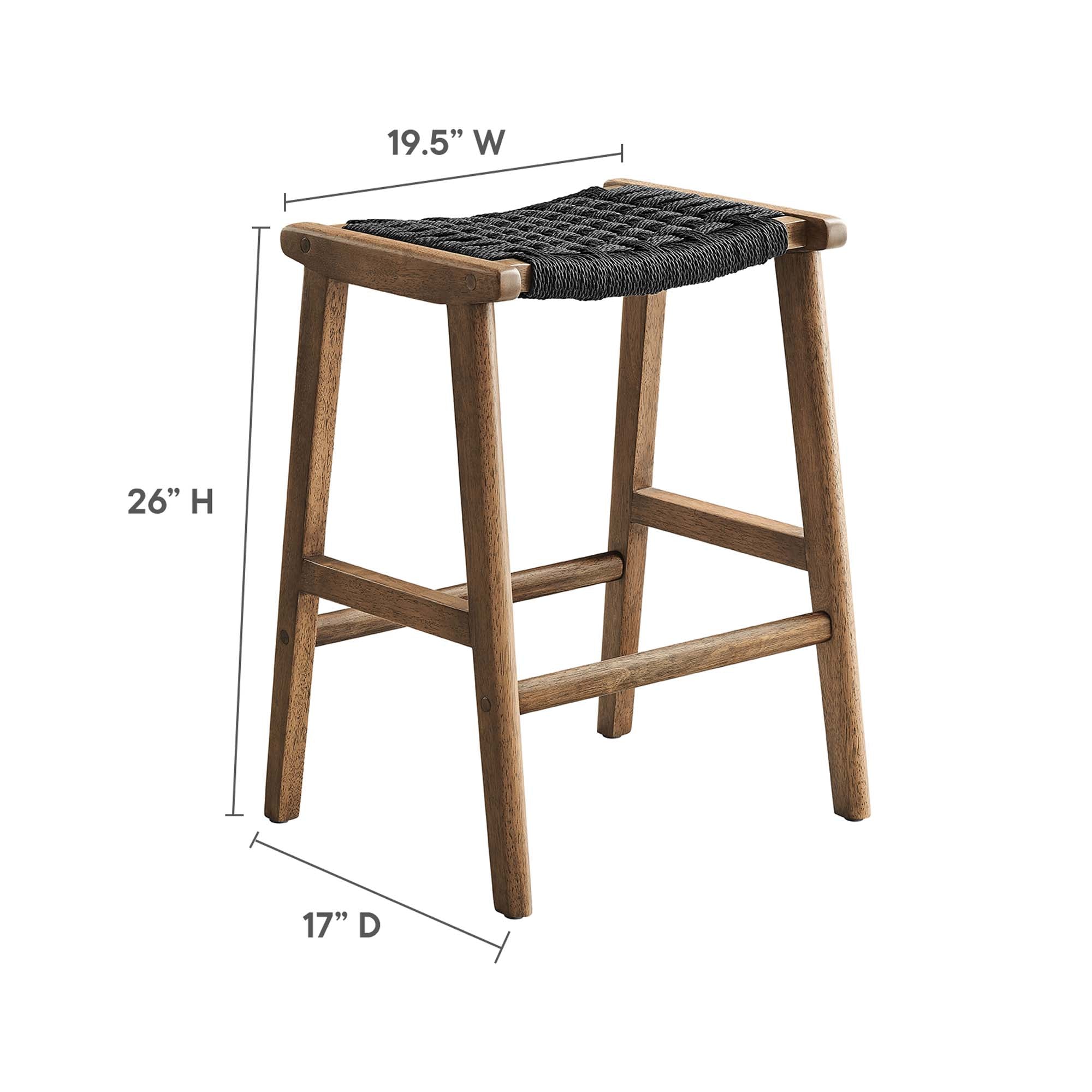 Saoirse Woven Rope Wood Counter Stool - Set of 2