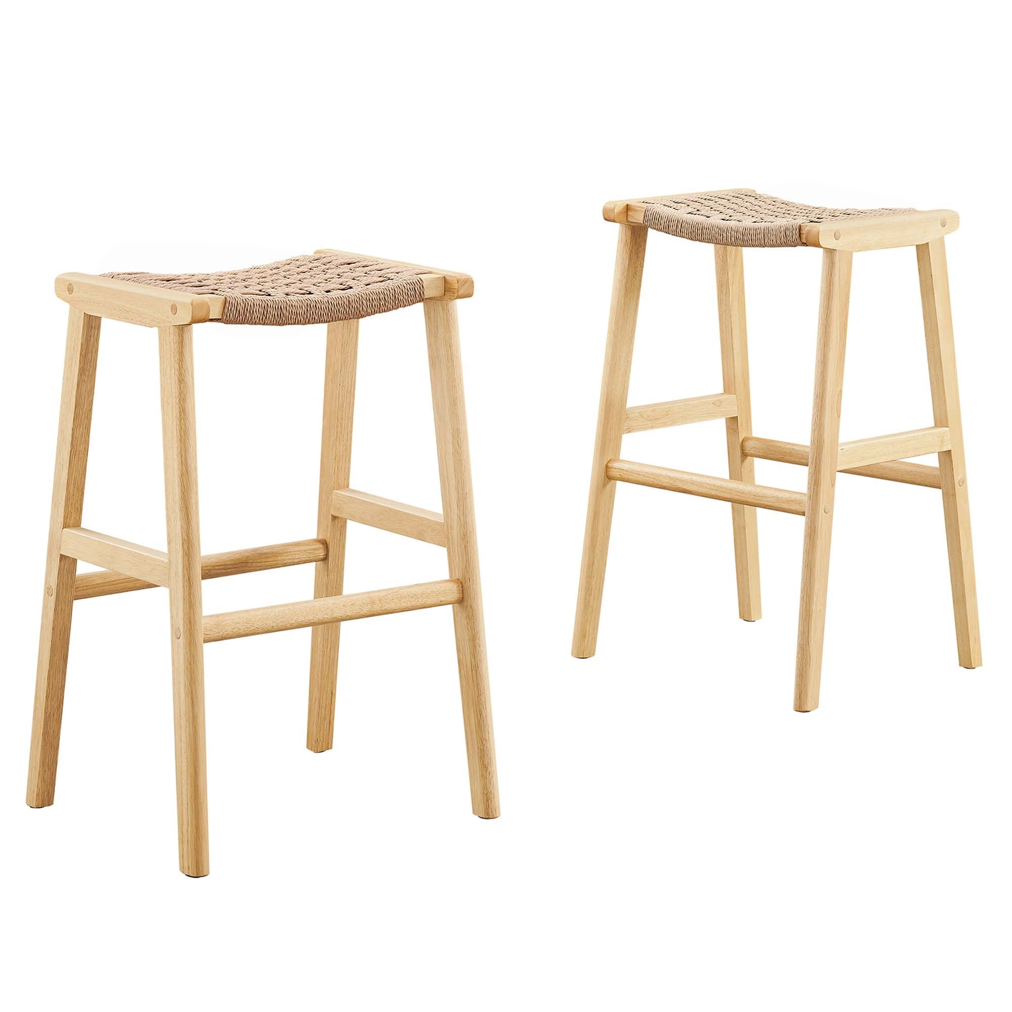 Saoirse Woven Rope Wood Bar Stool - Set of 2