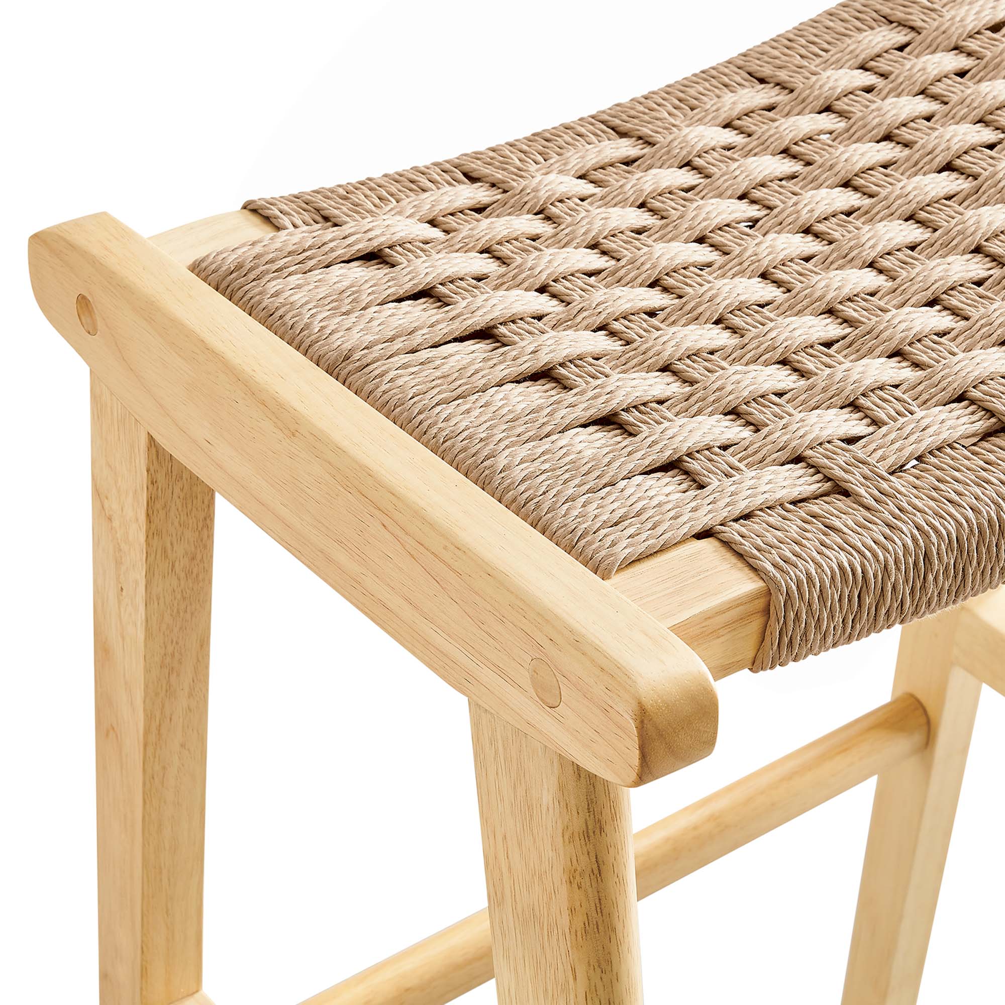 Saoirse Woven Rope Wood Bar Stool - Set of 2