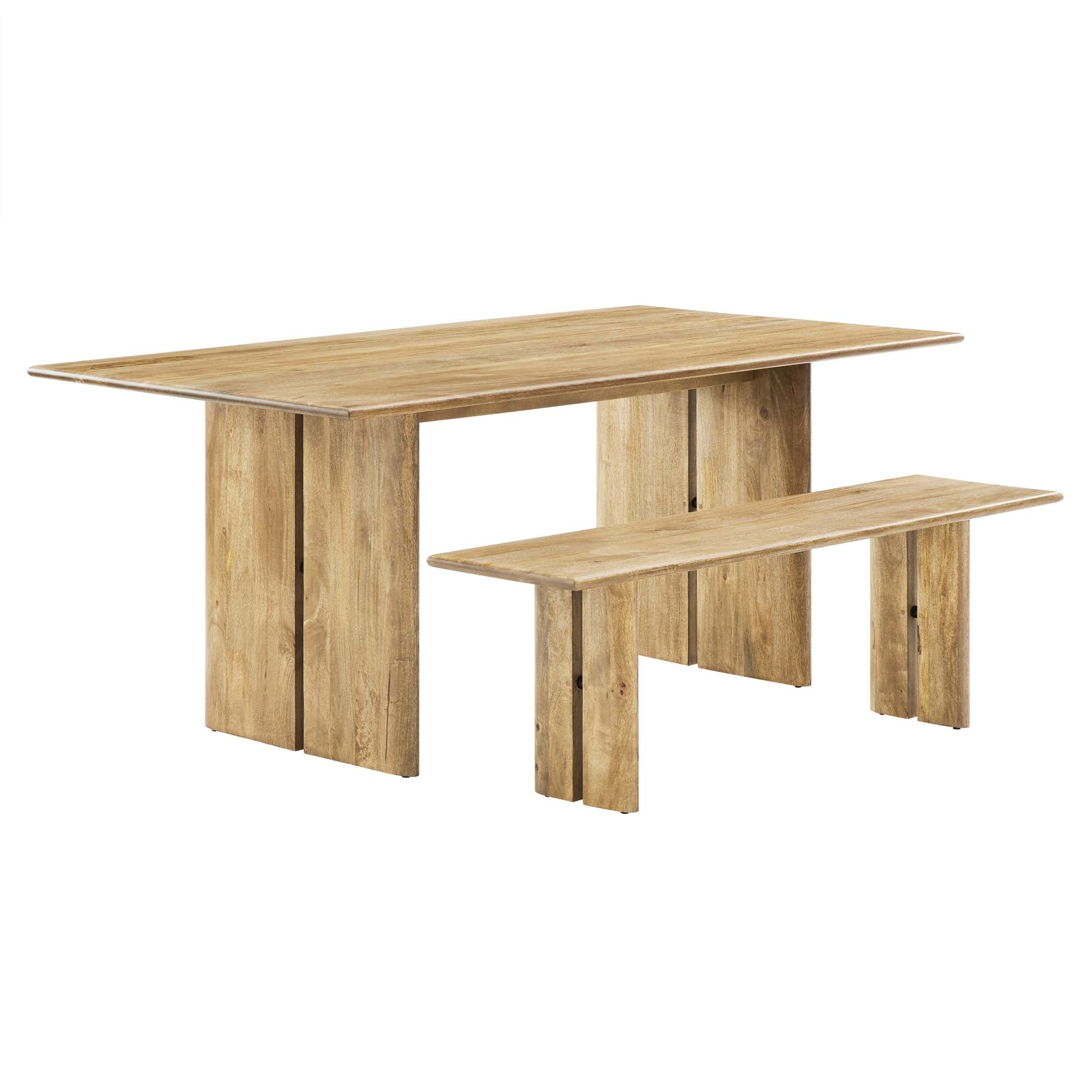 Amistad 72" Wood Dining Table and Bench Set