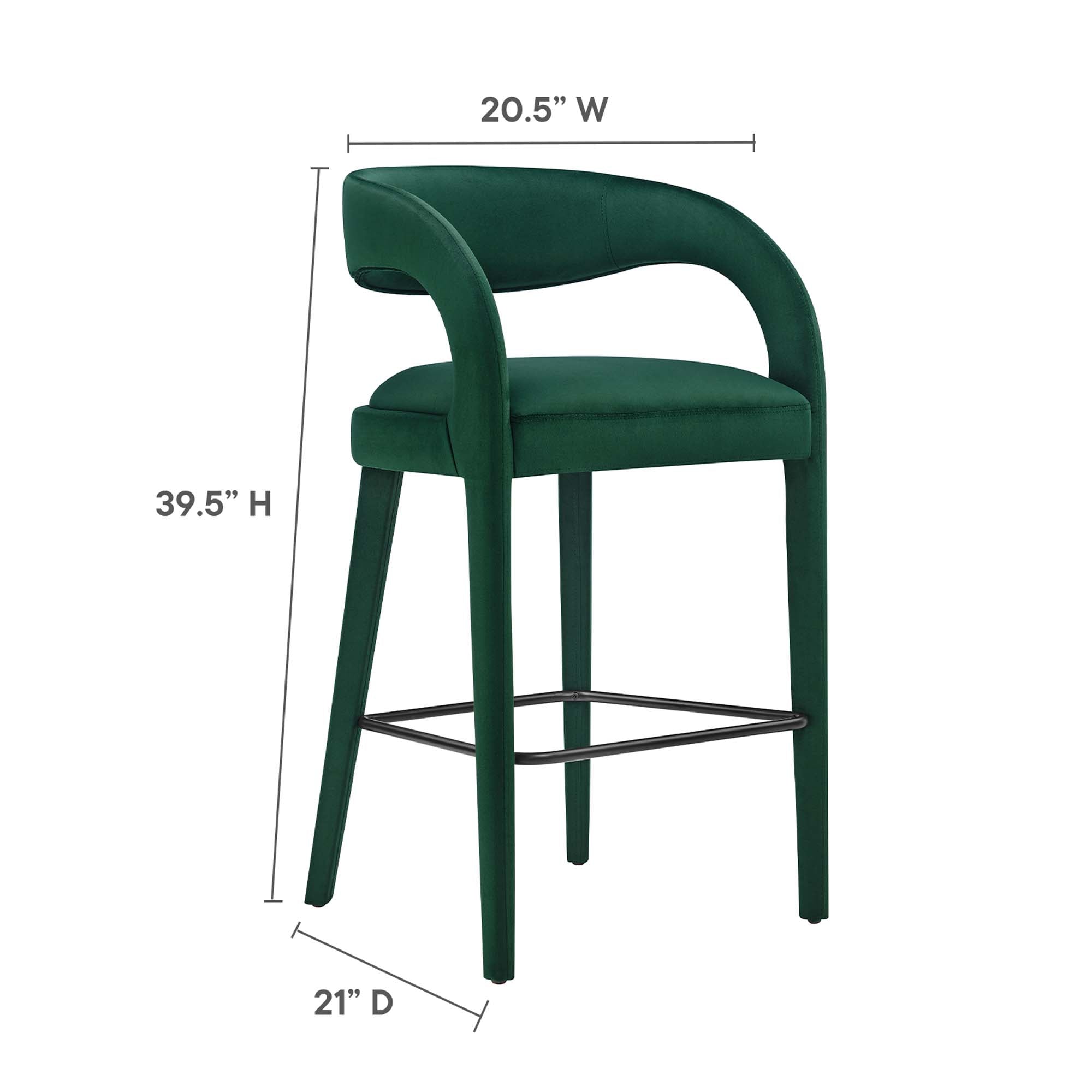 Pinnacle Performance Velvet Bar Stool Set of Two