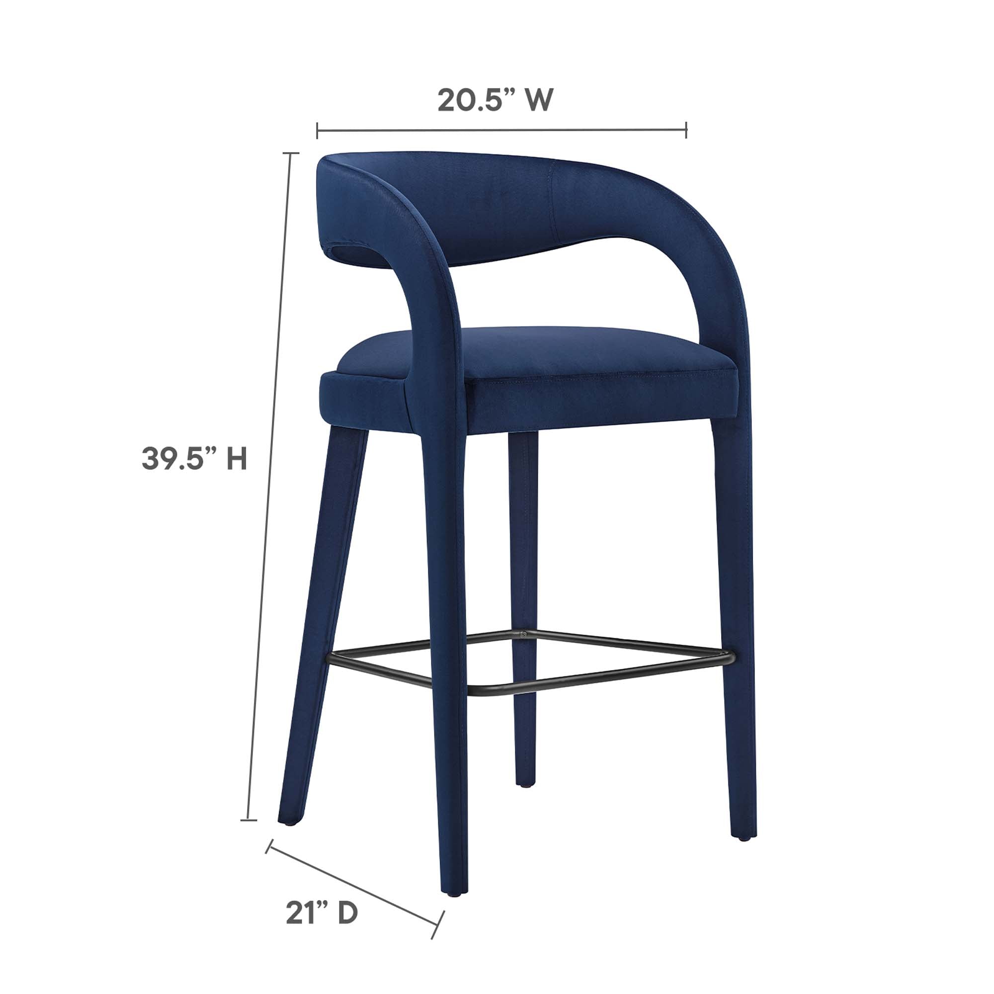 Pinnacle Performance Velvet Bar Stool Set of Two