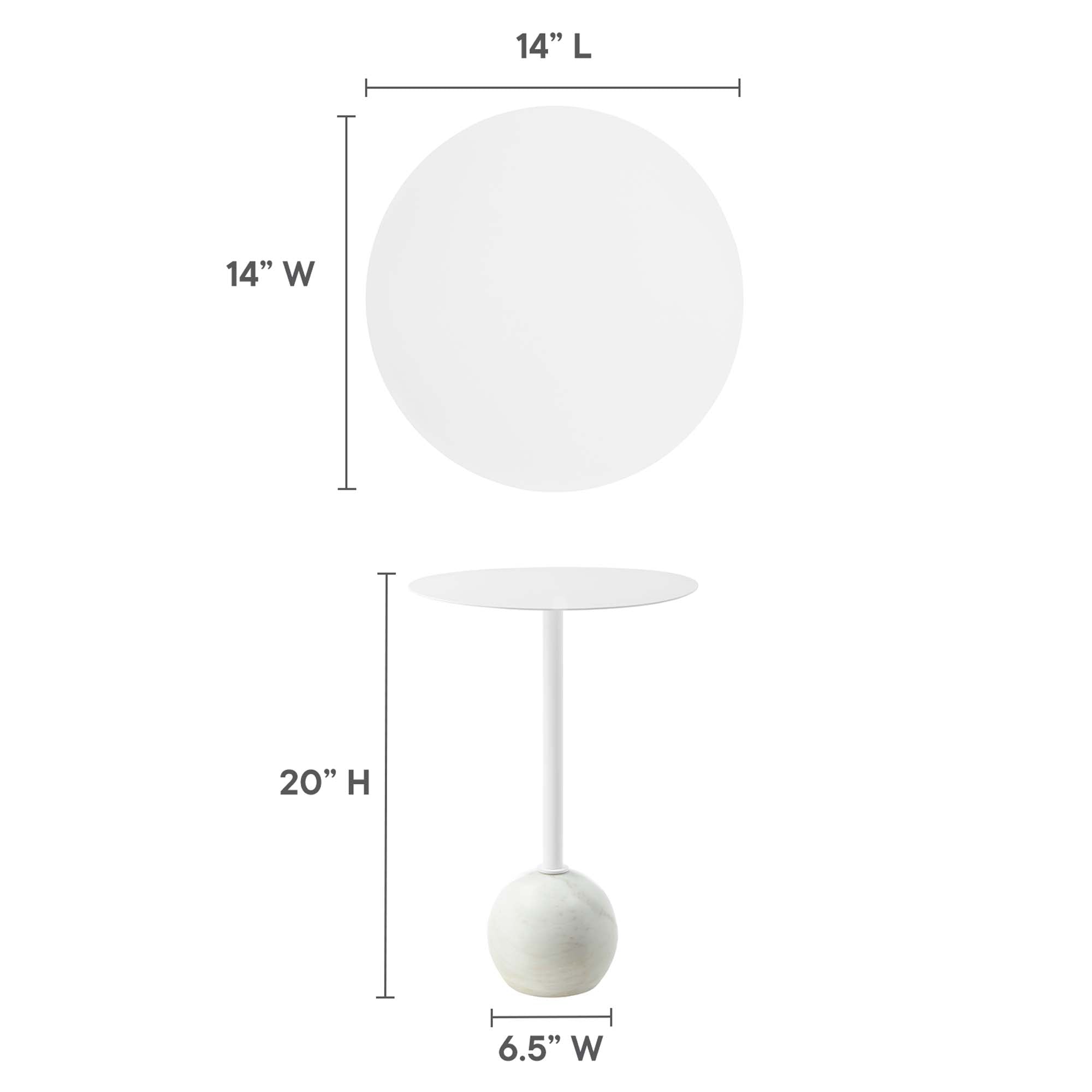 Aliza Round White Marble Side Table