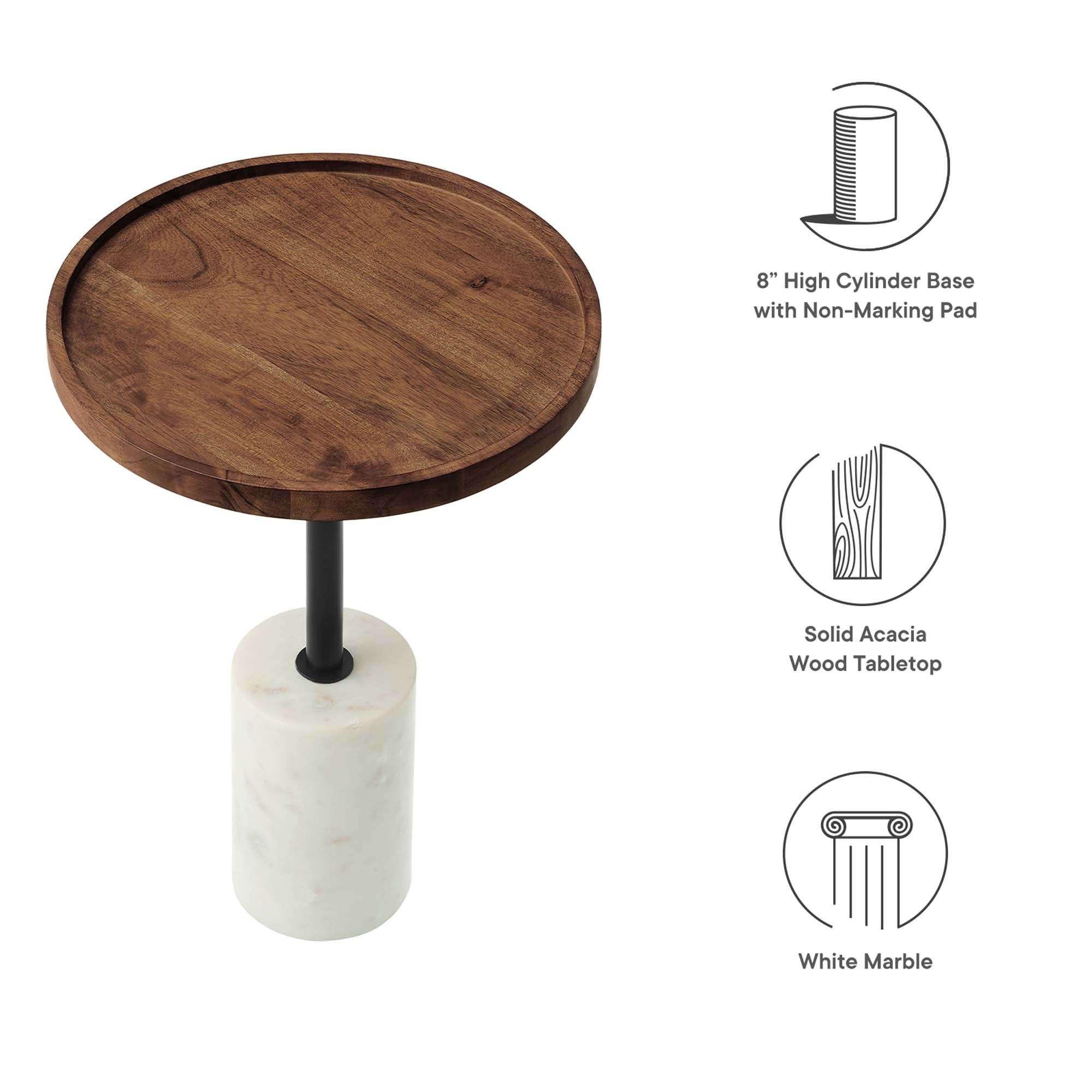 Amina Round Acacia Wood Side Table