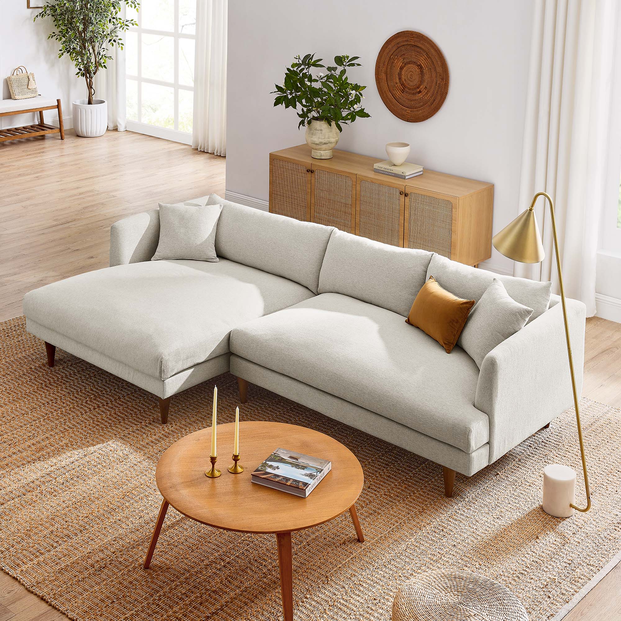 Zoya Left-Facing Down Filled Overstuffed Sectional Sofa