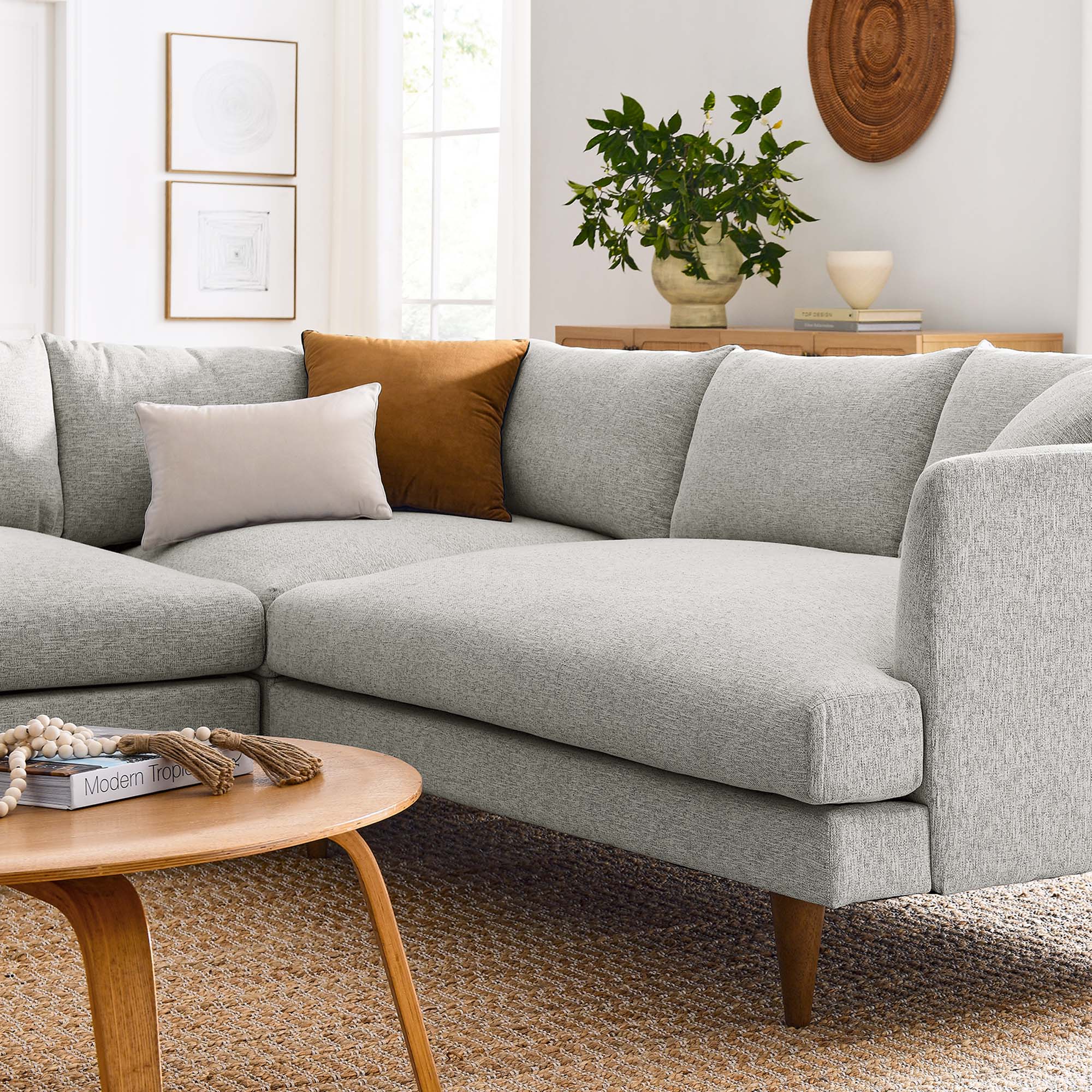 Zoya Down Filled Overstuffed 3 Piece Sectional Sofa