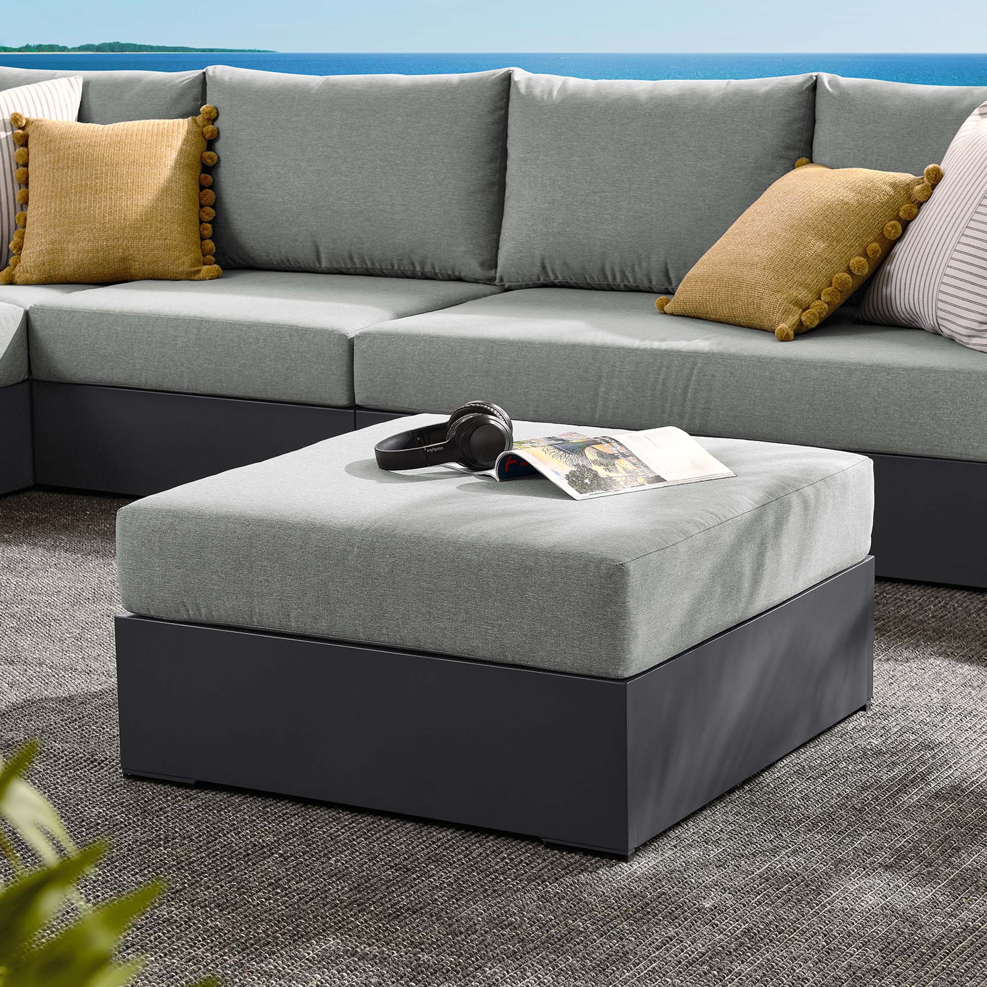 Tahoe Outdoor Patio Powder-Coated Aluminum Ottoman