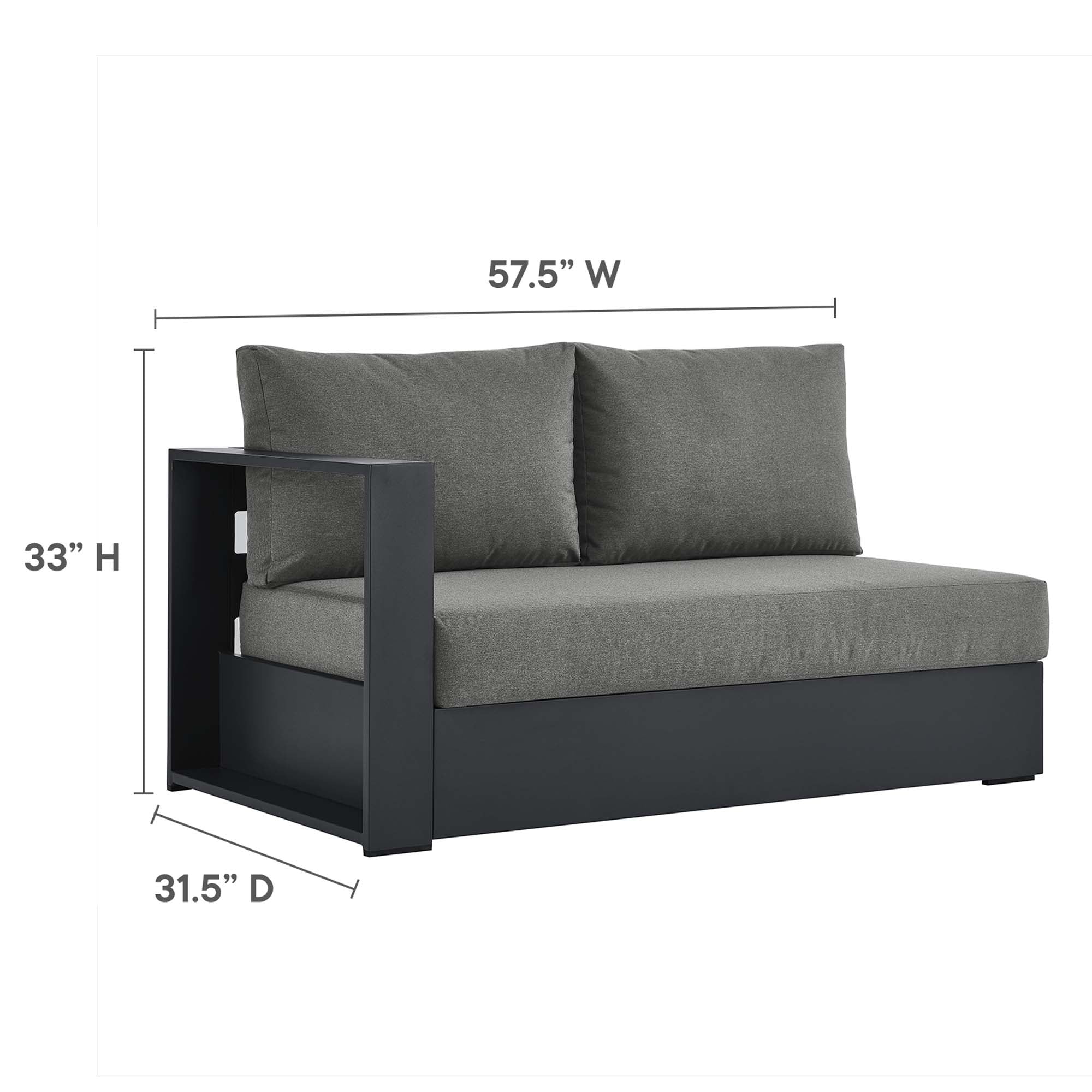 Tahoe Outdoor Patio Powder-Coated Aluminum Modular Left-Facing Loveseat