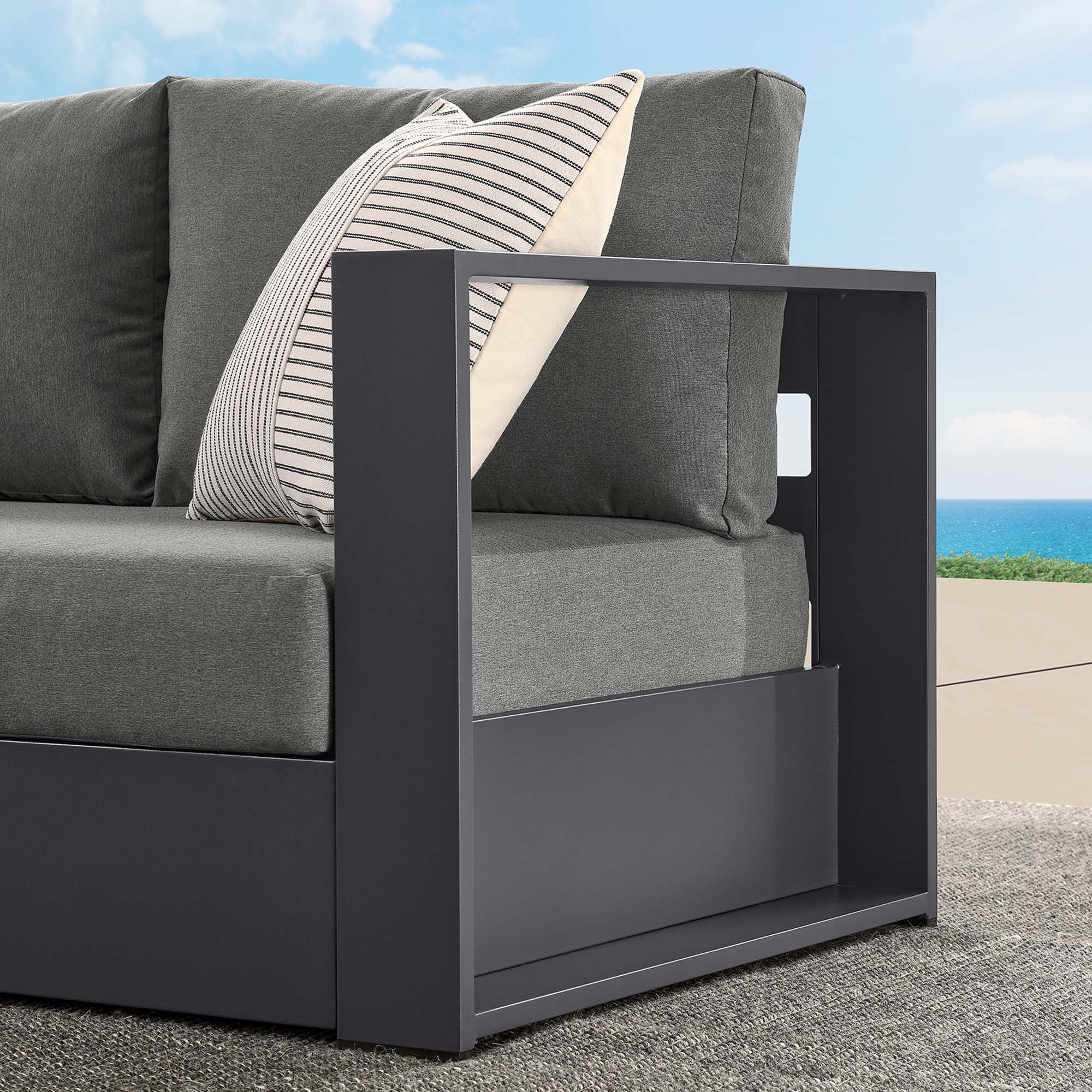 Tahoe Outdoor Patio Powder-Coated Aluminum Modular Right-Facing Loveseat