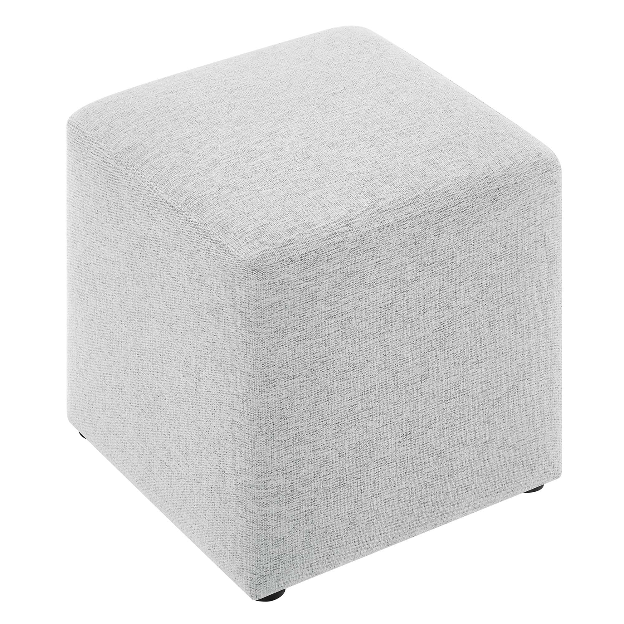 Callum 17" Square Woven Heathered Fabric Upholstered Ottoman