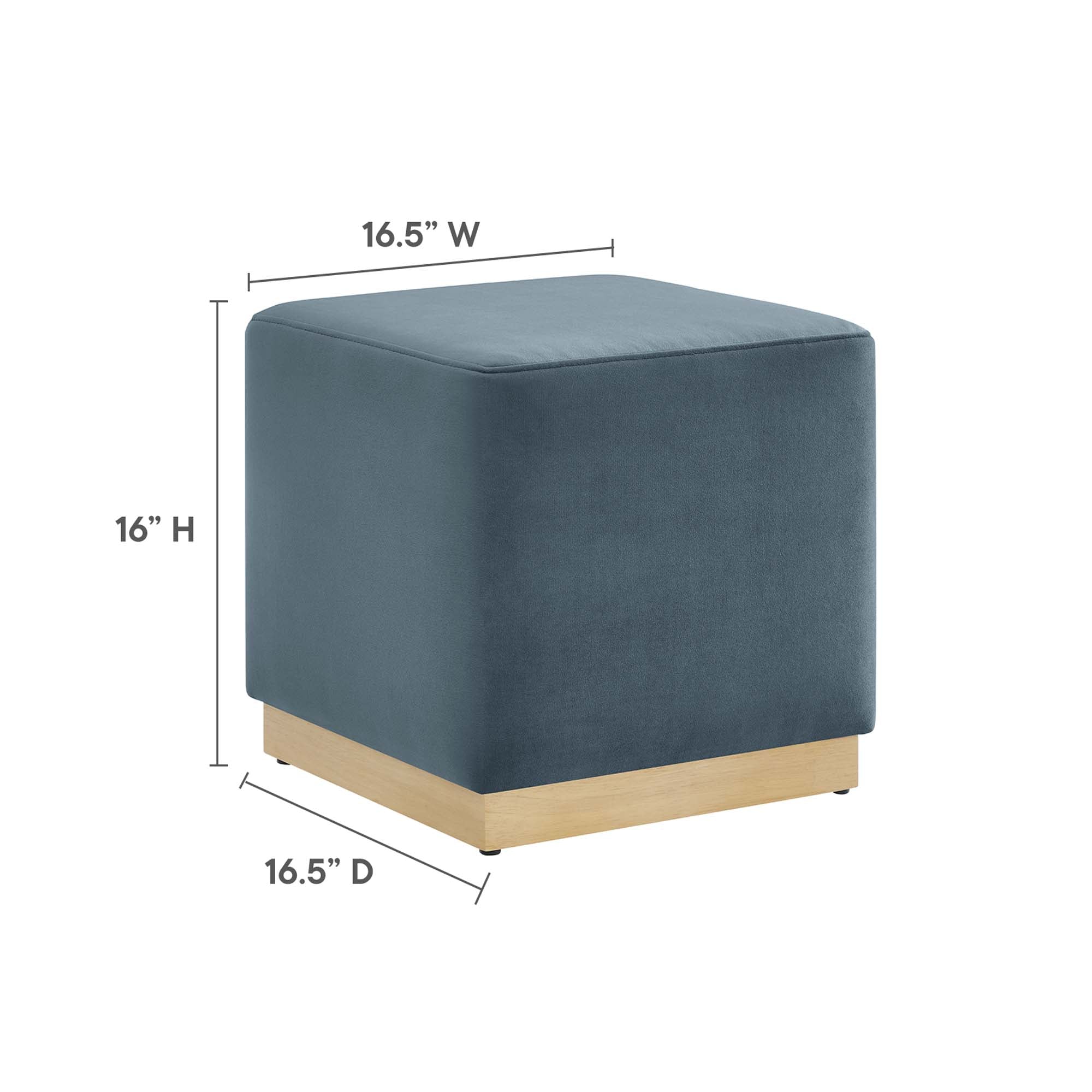 Tilden 17" Square Performance Velvet Upholstered Ottoman