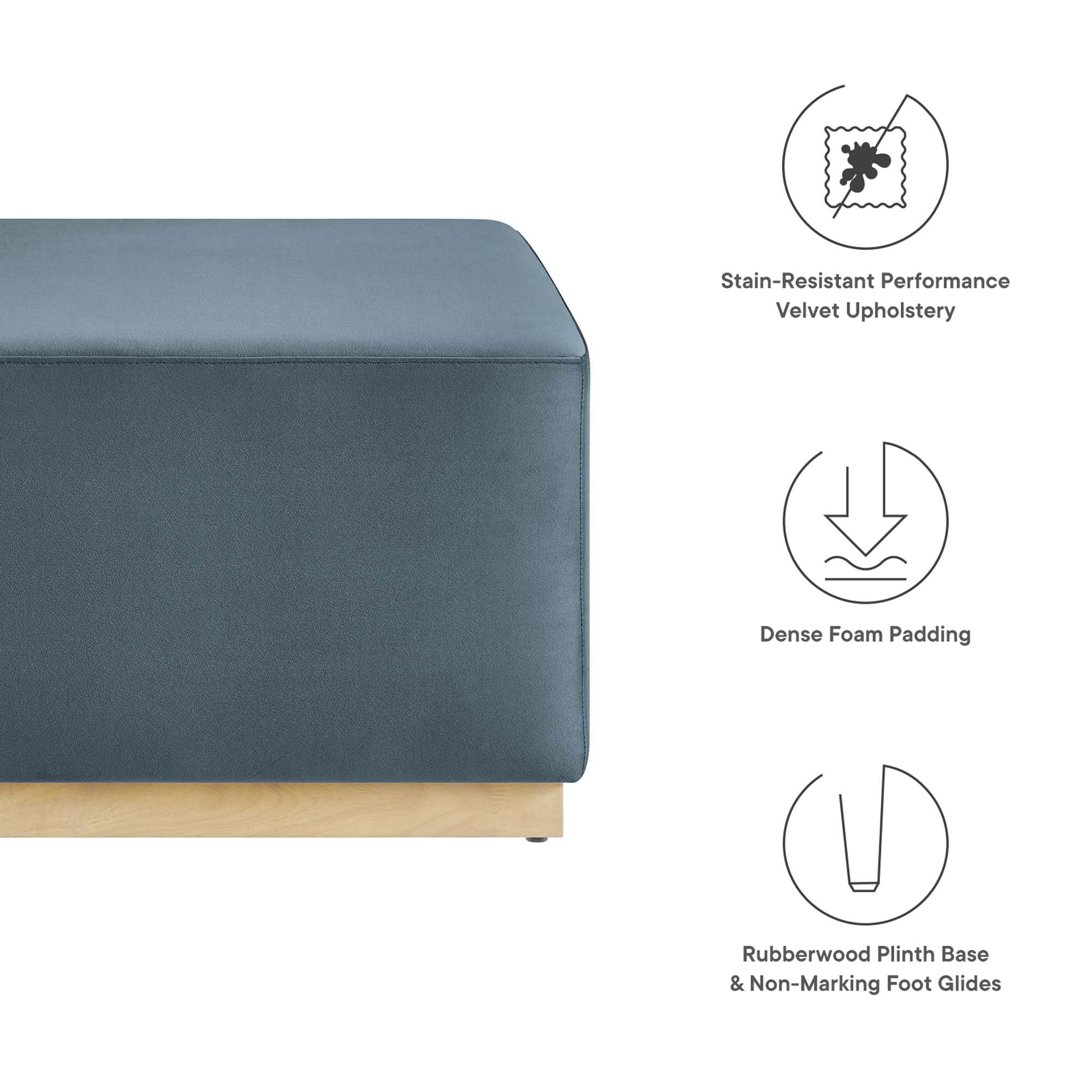 Tilden Large 28" Square Performance Velvet Upholstered Ottoman