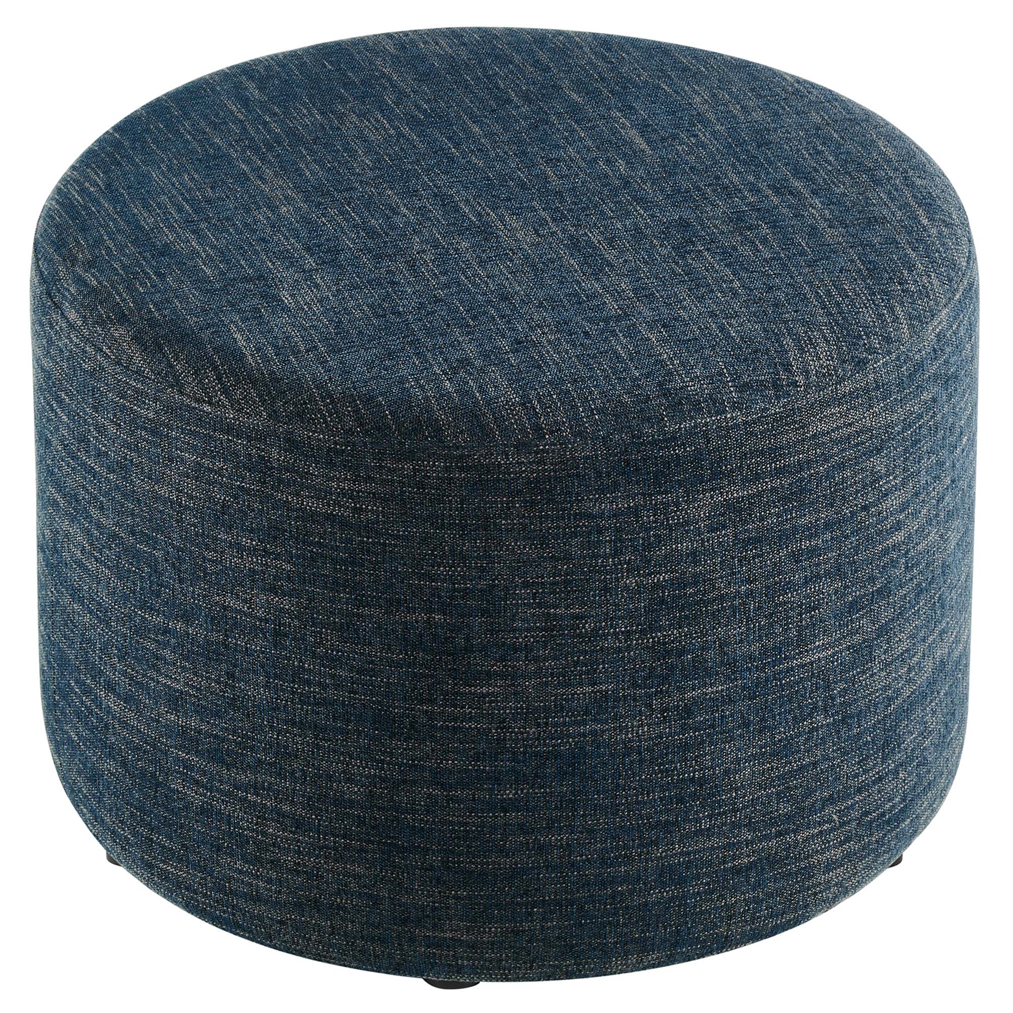 Callum Large 23" Round Woven Heathered Fabric Upholstered Ottoman