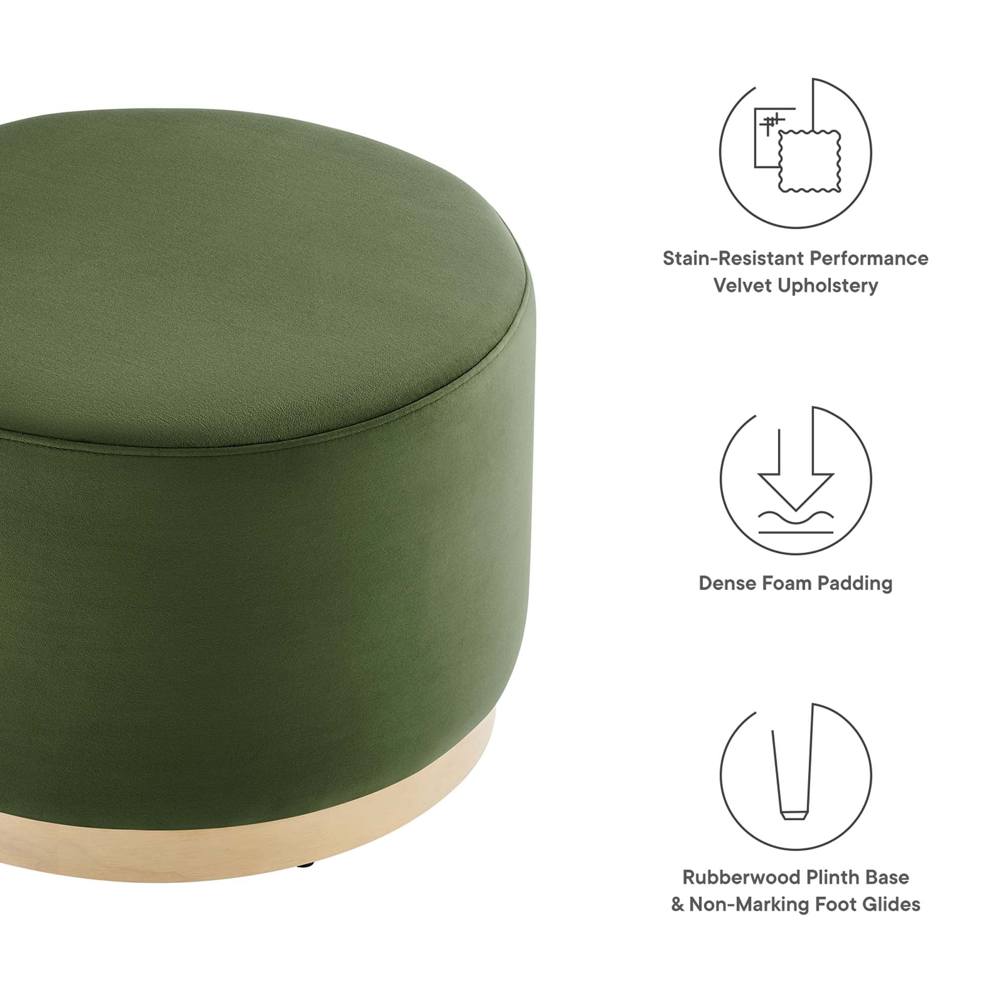 Tilden Large 23" Round Performance Velvet Upholstered Ottoman