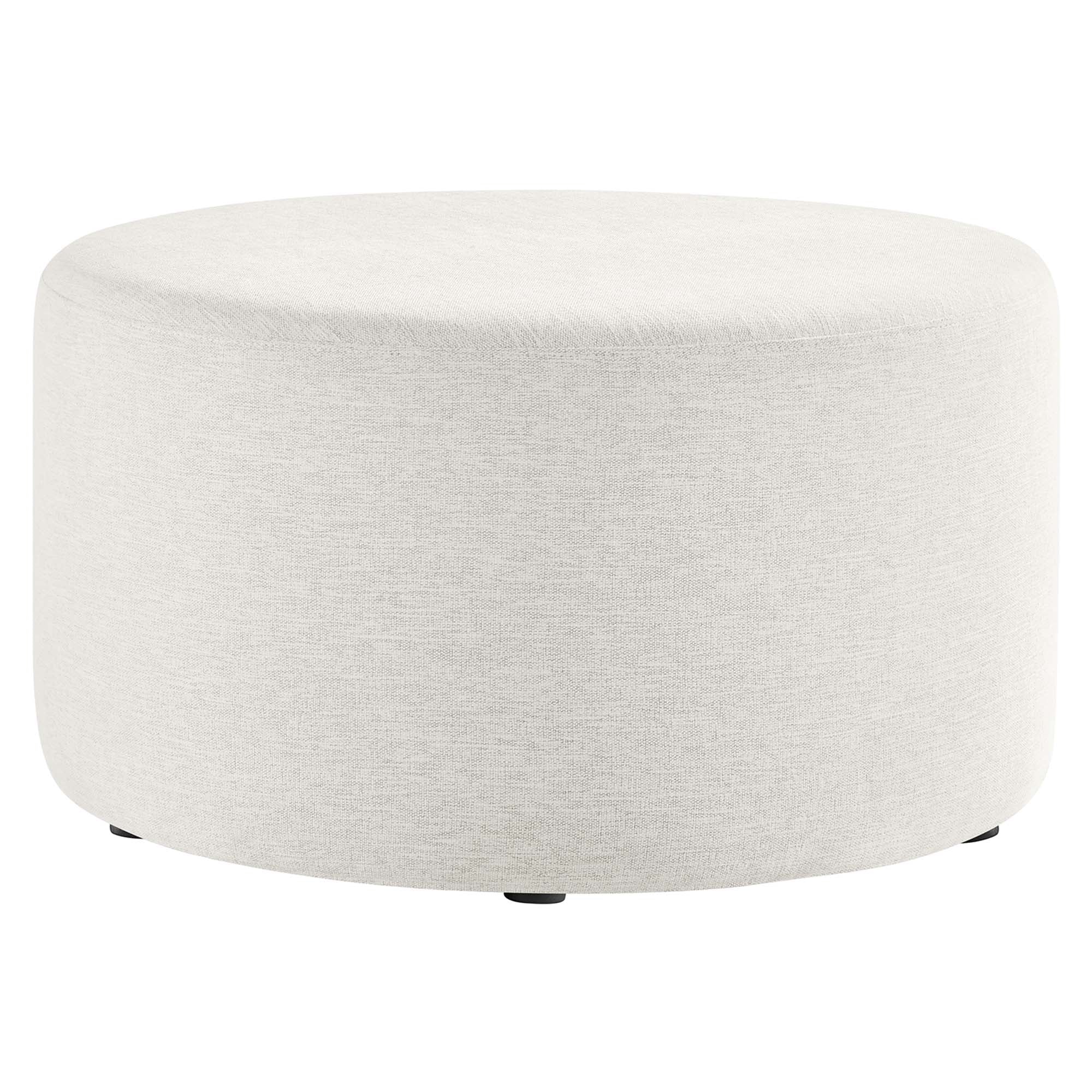 Callum Large 29" Round Woven Heathered Fabric Upholstered Ottoman