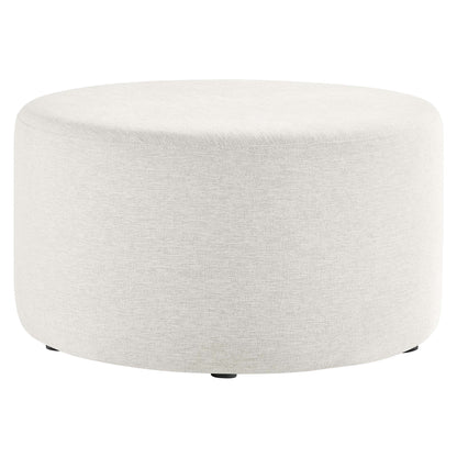 Callum Large 29" Round Woven Heathered Fabric Upholstered Ottoman