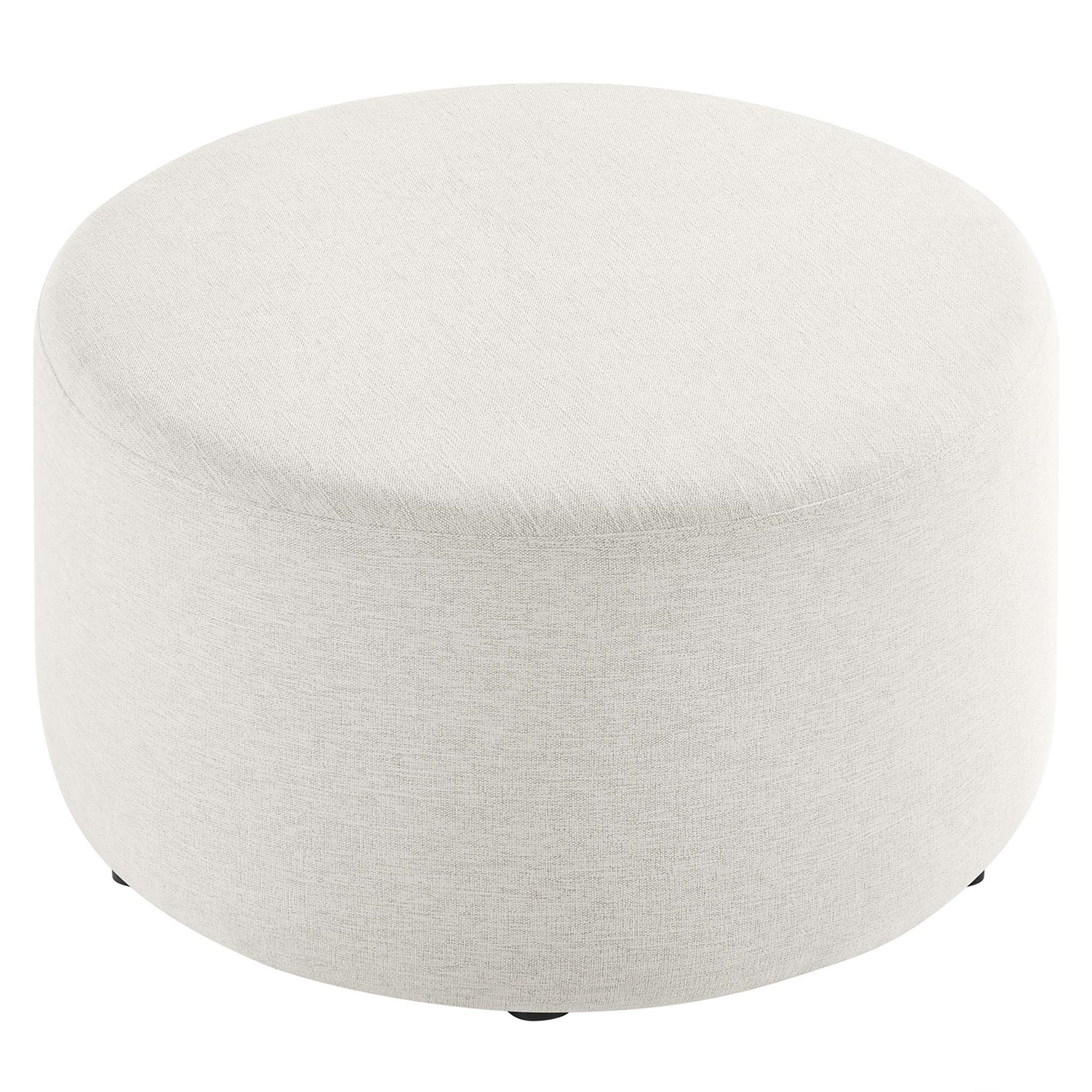 Callum Large 29" Round Woven Heathered Fabric Upholstered Ottoman